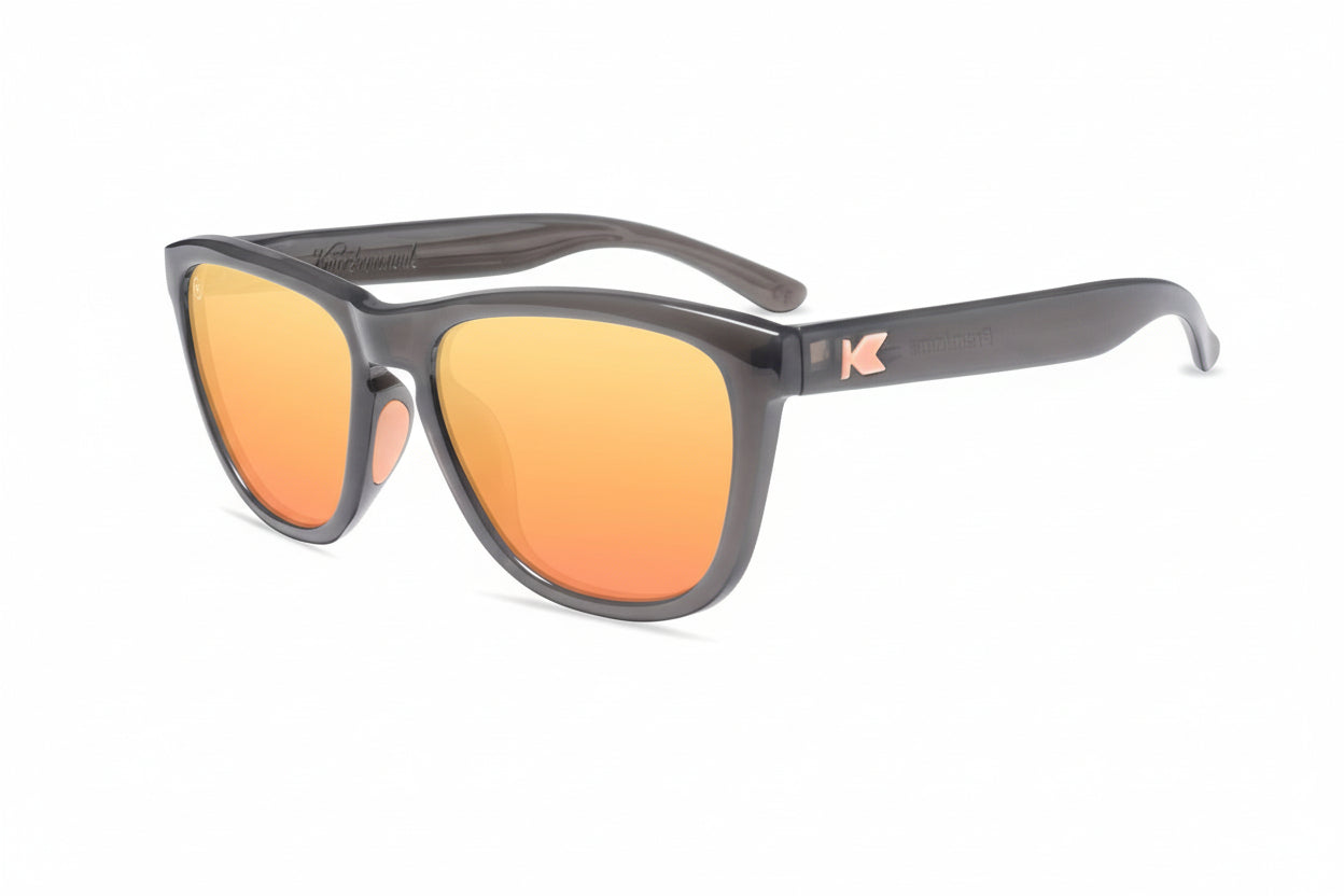 Sport Sunglasses with Jelly Grey Frames and Polarized Peach Lenses, Flyover