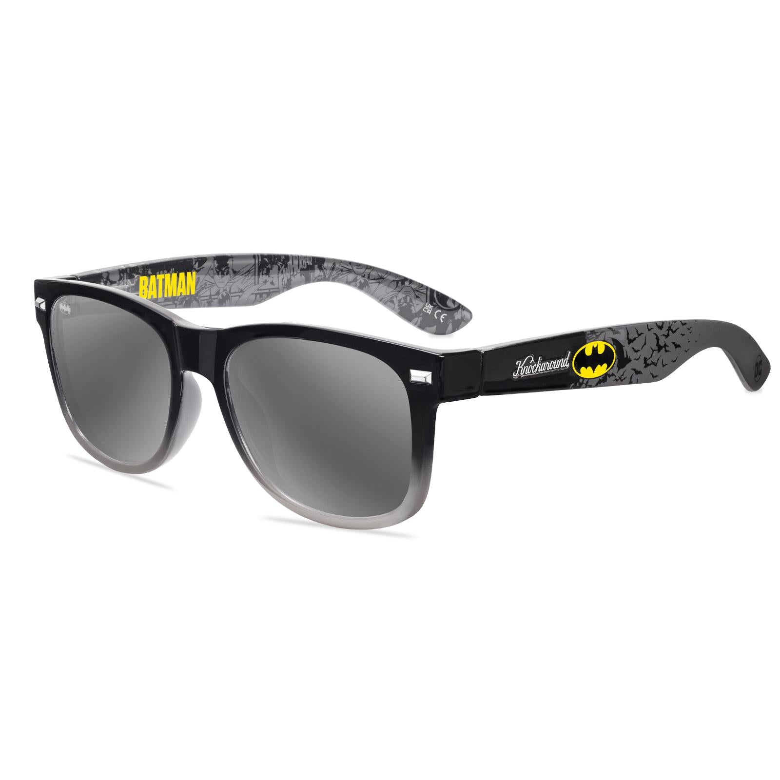 Knockaround Batman  Fort Knocks Sunglasses with polarized silver lenses, flyover