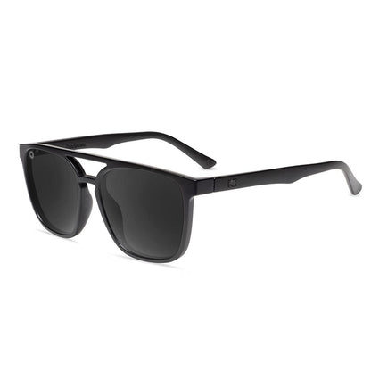 Sunglasses with Matte Black Frames and Polarized Black Smoke Lenses, Flyover
