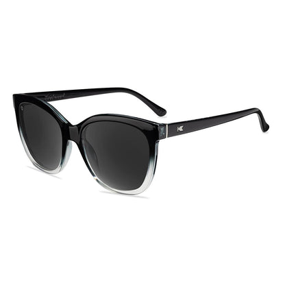 Sunglasses with Glossy Black Frames and Polarized Smoke Lenses, Flyover