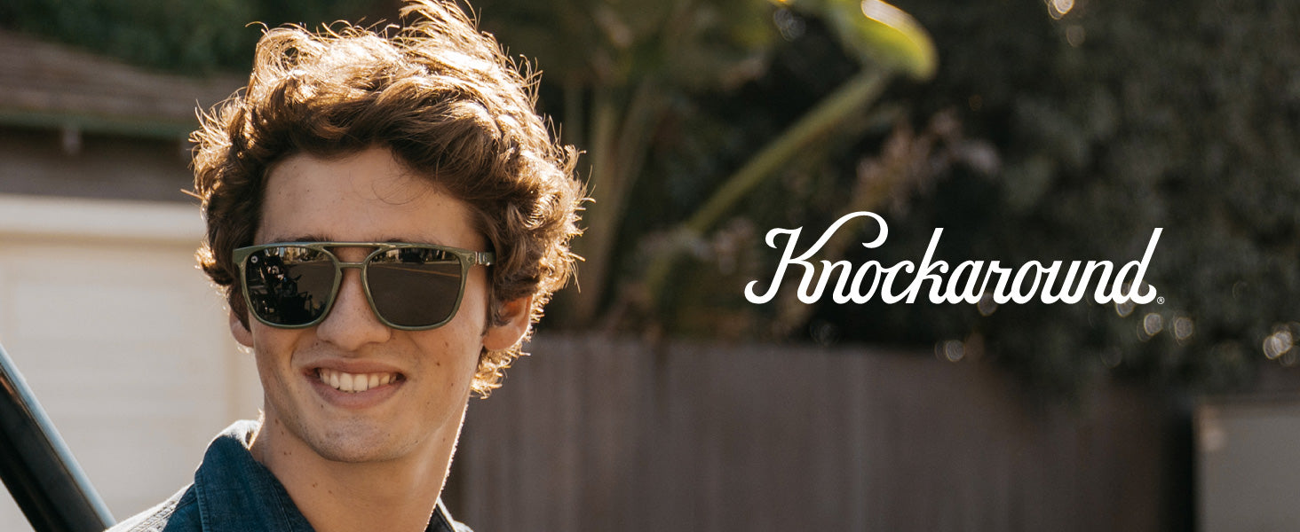 Brightsides Knockaround Sunglasses. Photo features a men wearing Brightsides sunglasses. 