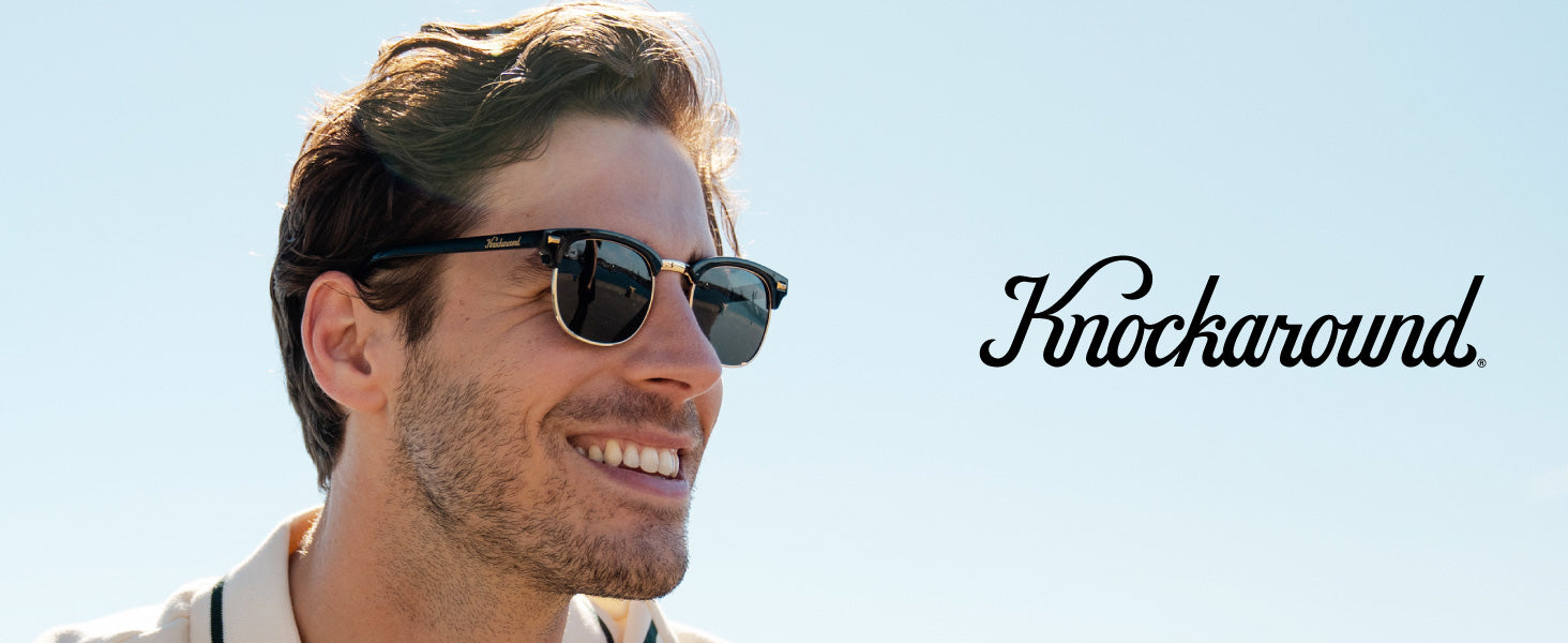 Brooklines Knockaround Sunglasses. Photo features a men wearing Brooklines sunglasses. 