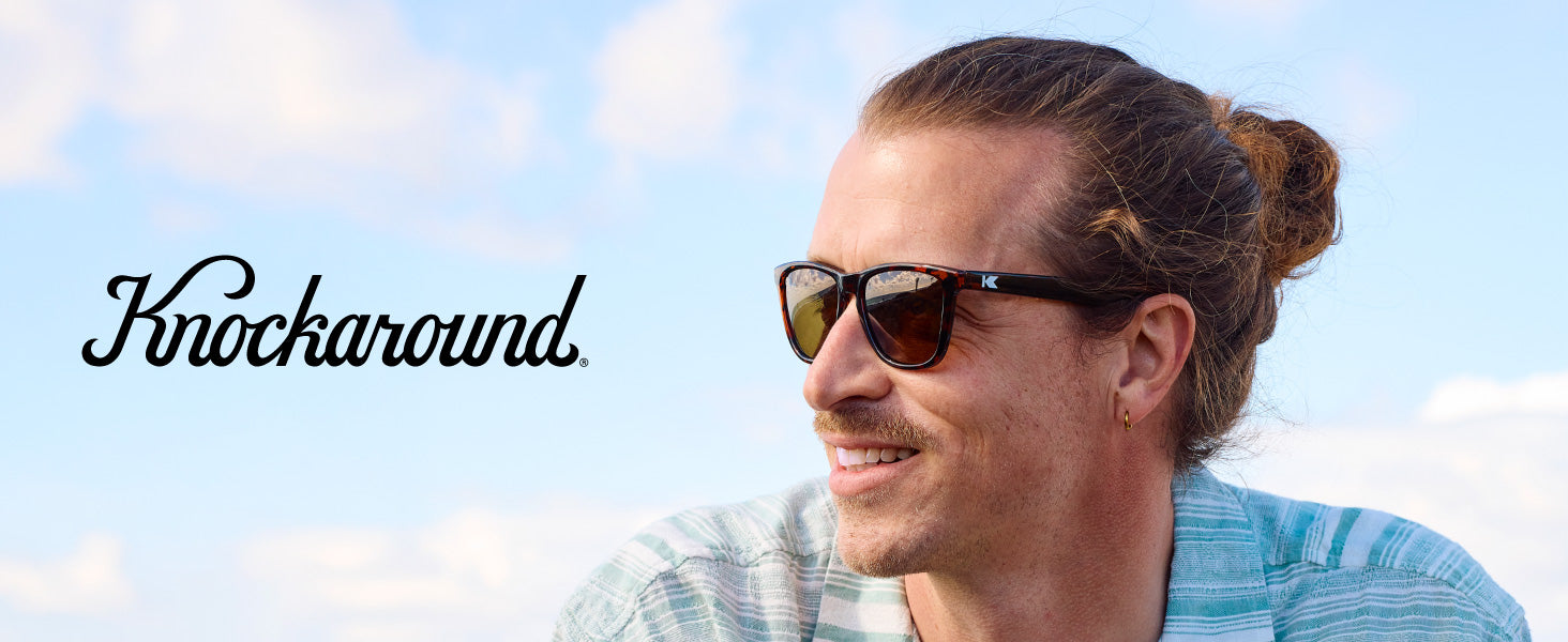Classics Knockaround Sunglasses. Photo features a men wearing Classics sunglasses. 