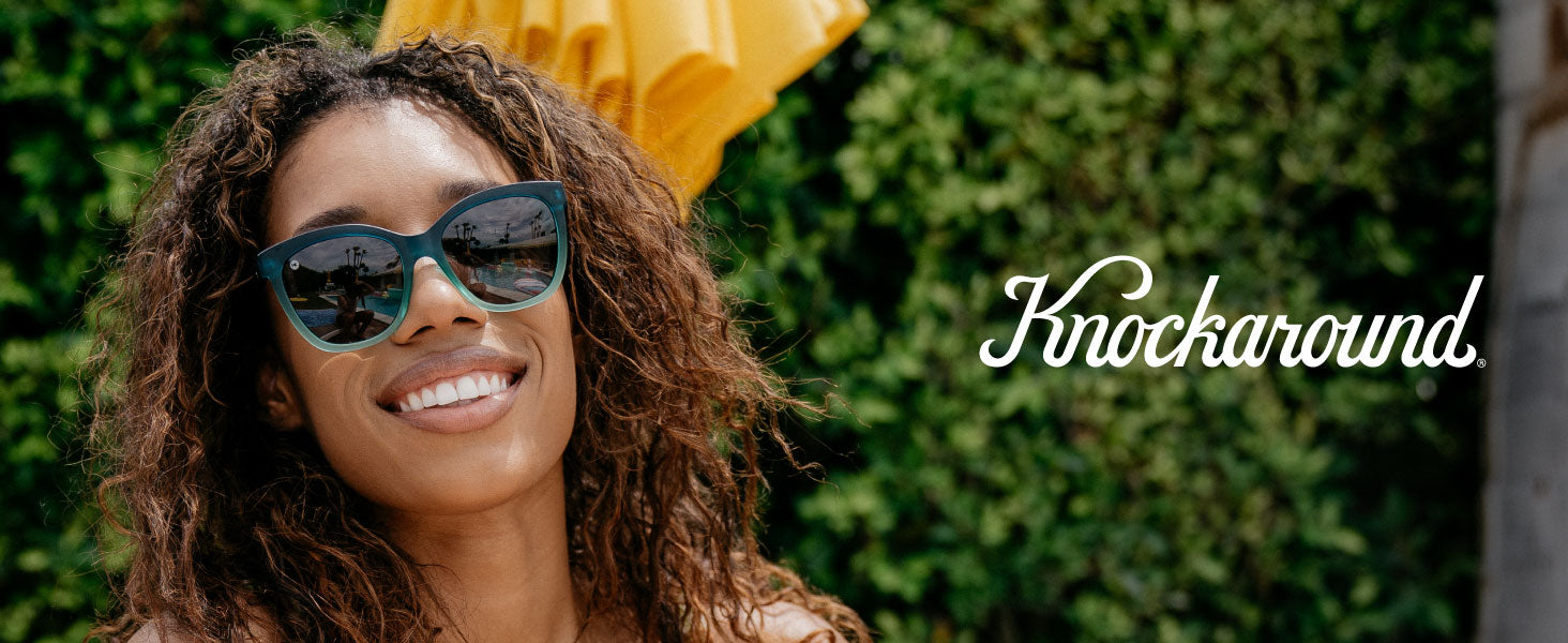 Deja Views Knockaround Sunglasses. Photo features a woman wearing Deja Views sunglasses.