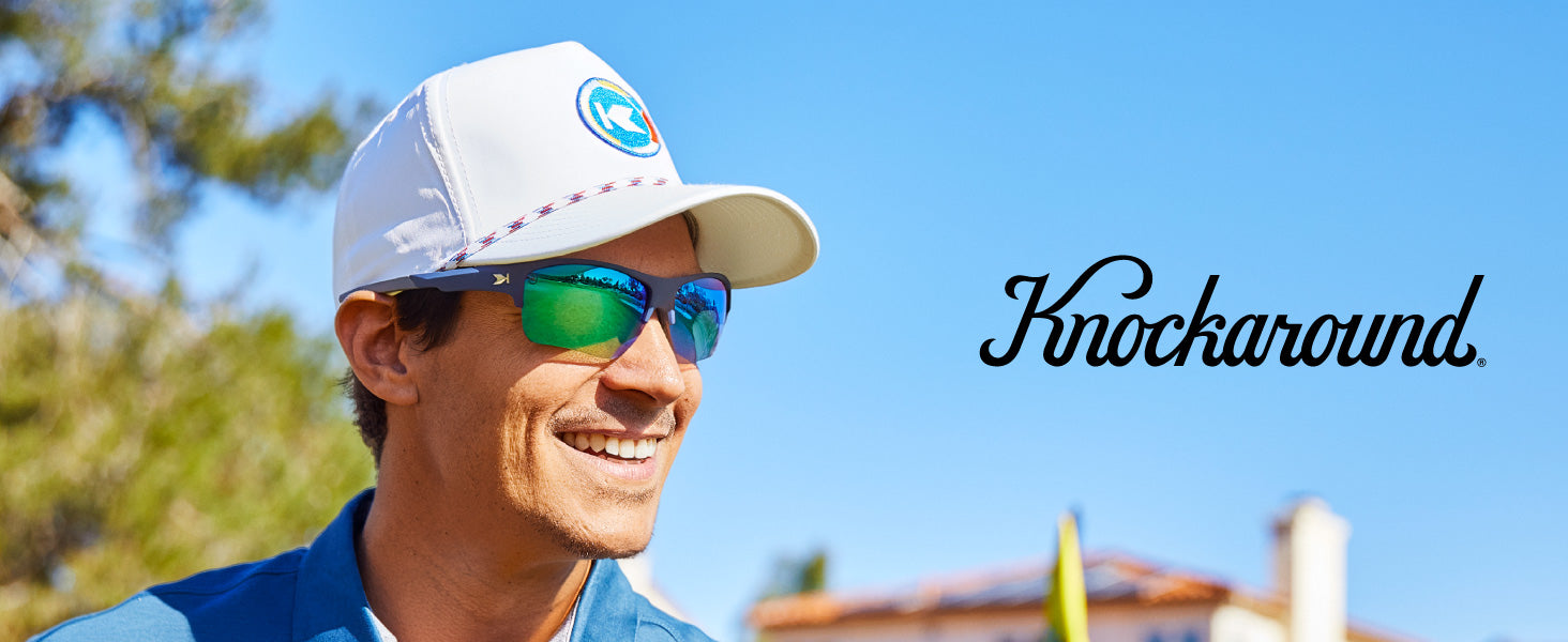 Flight Paths Knockaround Sunglasses. Photo features a man wearing Flight Paths sunglasses. 