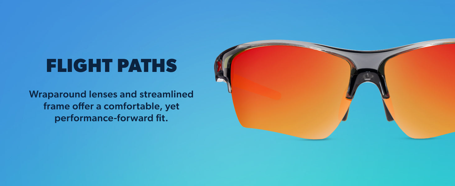 Flight Paths Frame Features: performance wraparound lenses, comfortable fit