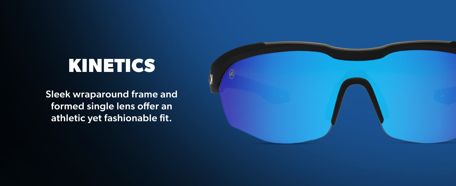 Kinetics Sunglasses Features: Wraparound Frame and Formed Single Lens
