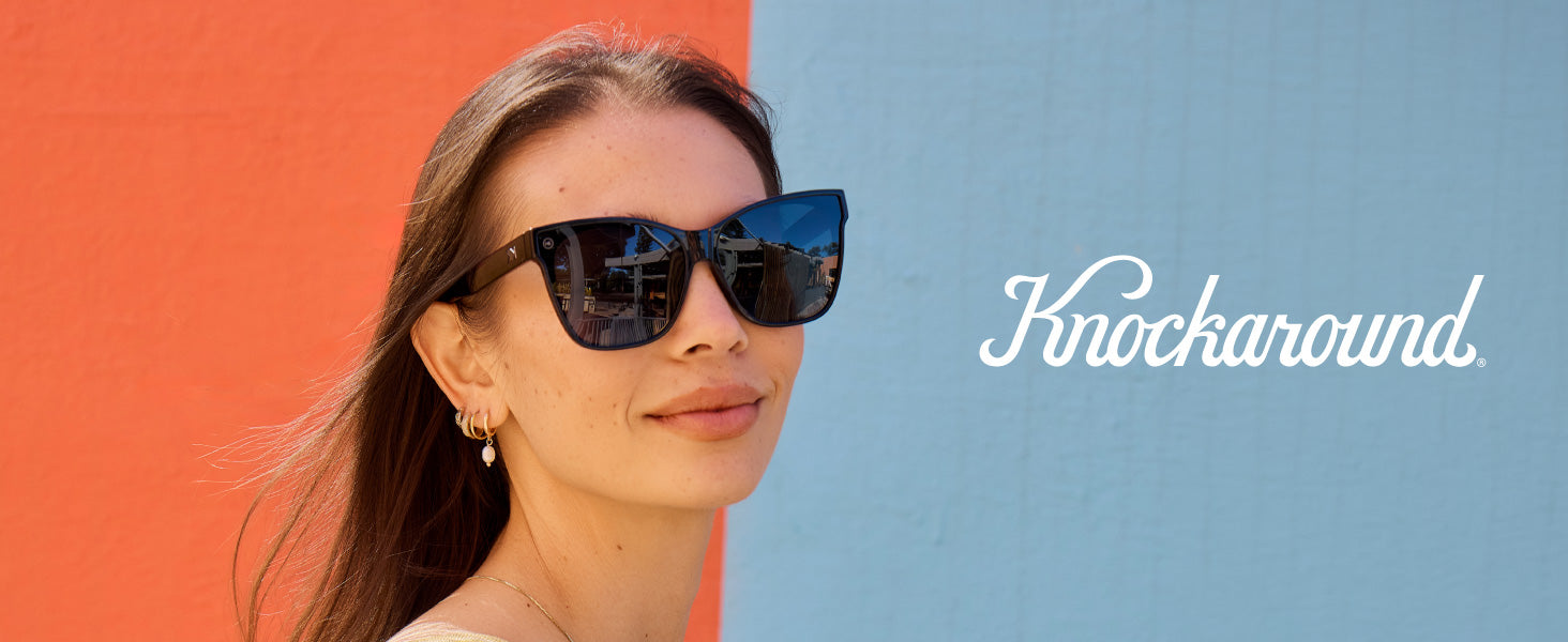 Palomas Knockaround Sunglasses. Photo features a woman wearing Palomas sunglasses. 