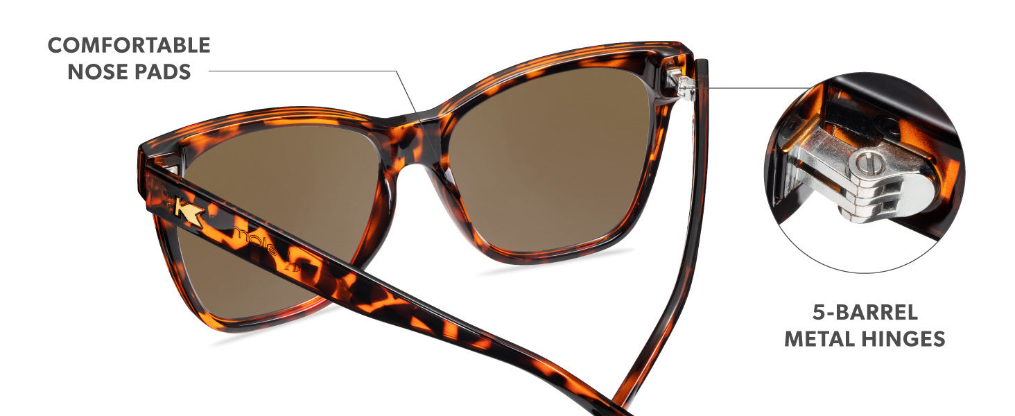 Palomas Frame Features: comfortable nose pads, metal hinges