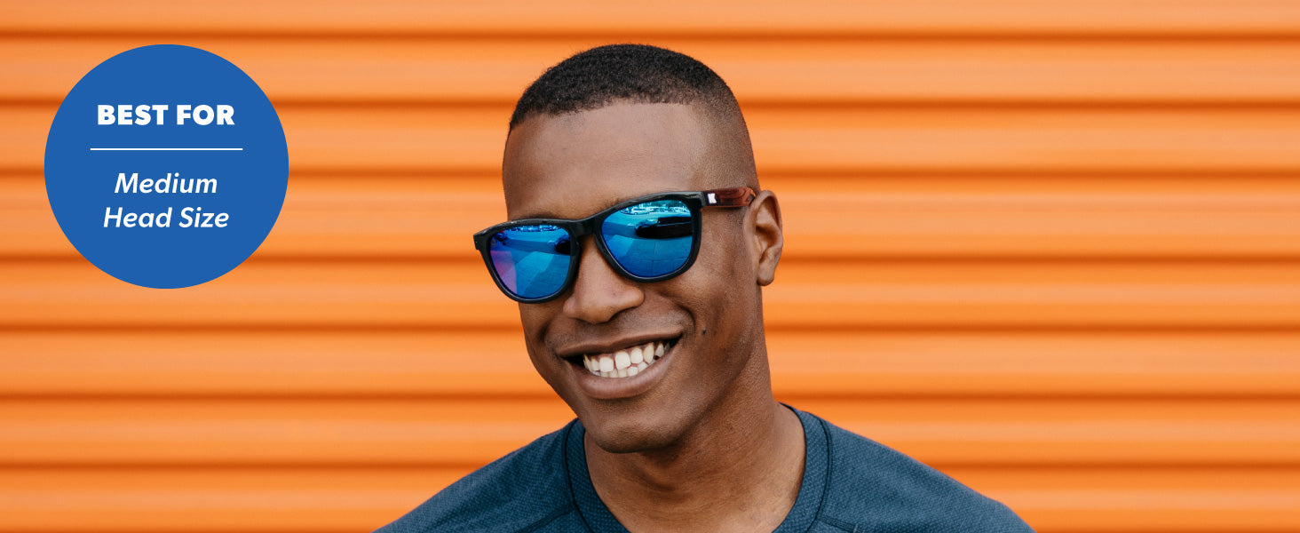 Premiums are best for medium sized faces. Photo features a man wearing Premiums sunglasses