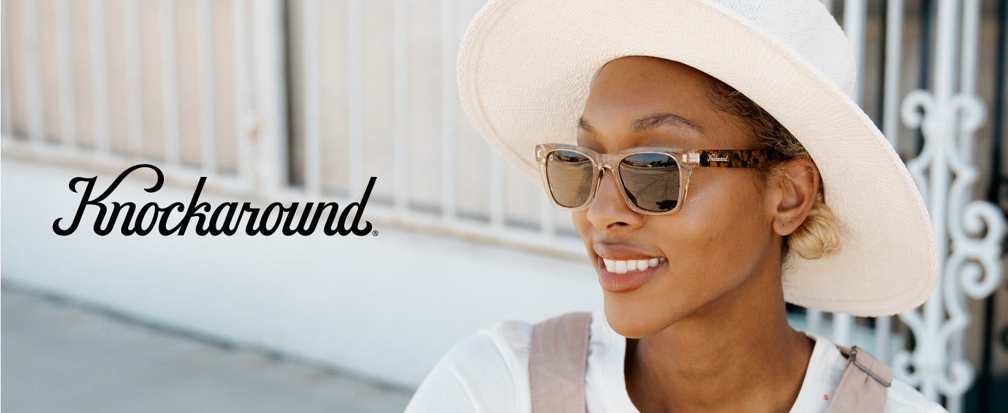 Seventy Nines Knockaround Sunglasses. Photo features a woman wearing Seventy Nines sunglasses.