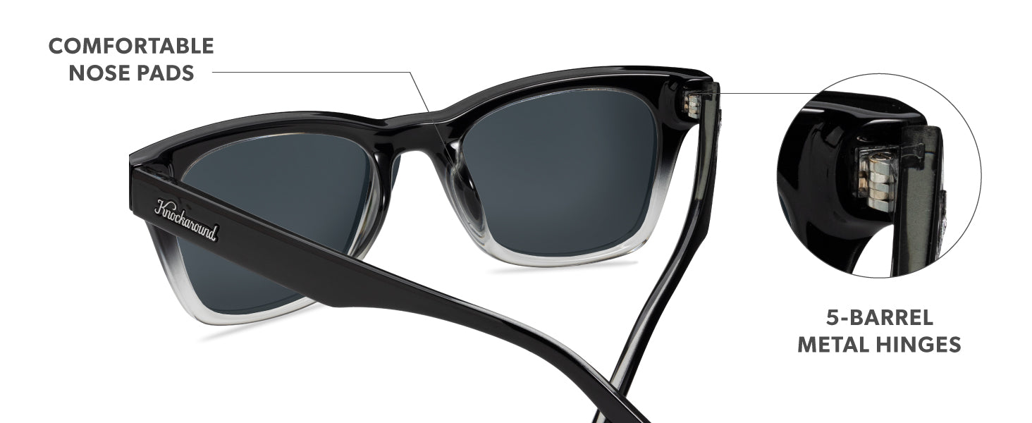 Seventy Nines Frame Features: comfortable nose pads, metal hinges