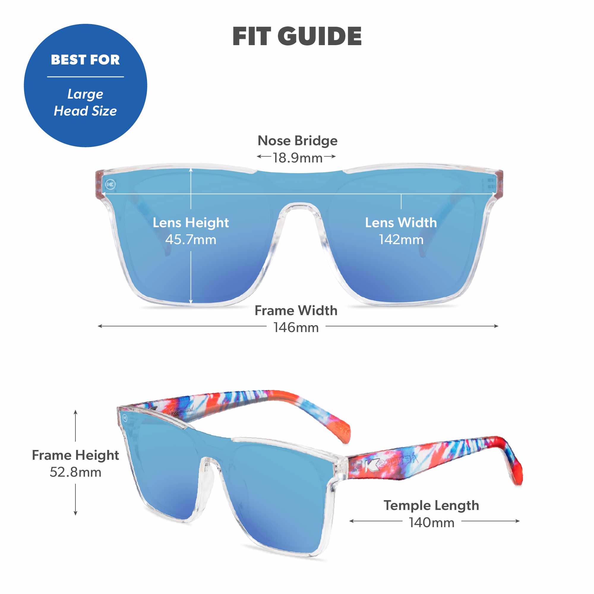 Live Free or Tye-Dye Afters Sunglasses, Fit Guide