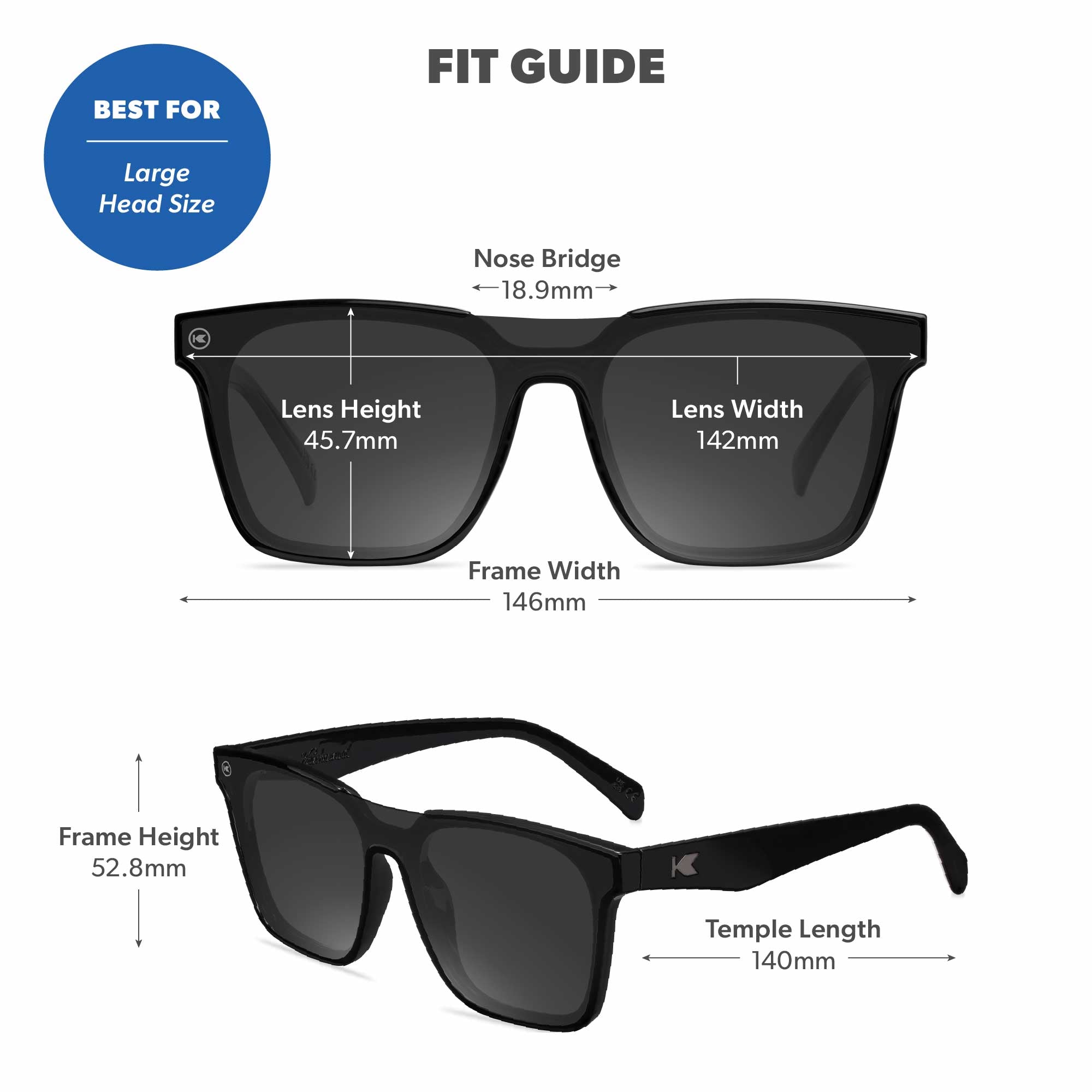 Piano Black Afters Sunglasses, Fit Guide