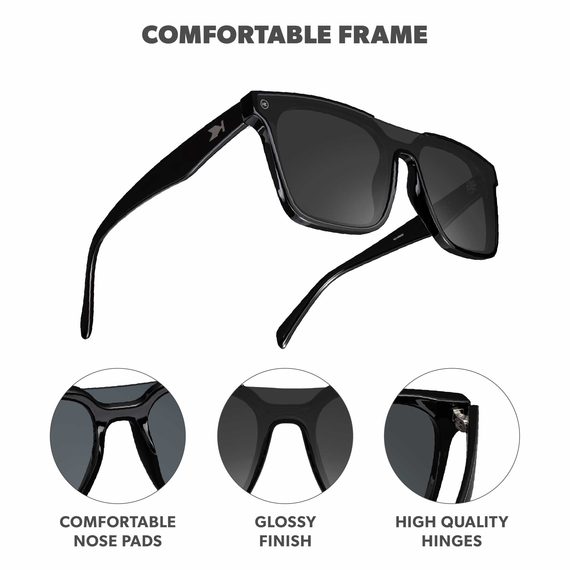 Piano Black Afters Sunglasses, Frame Features