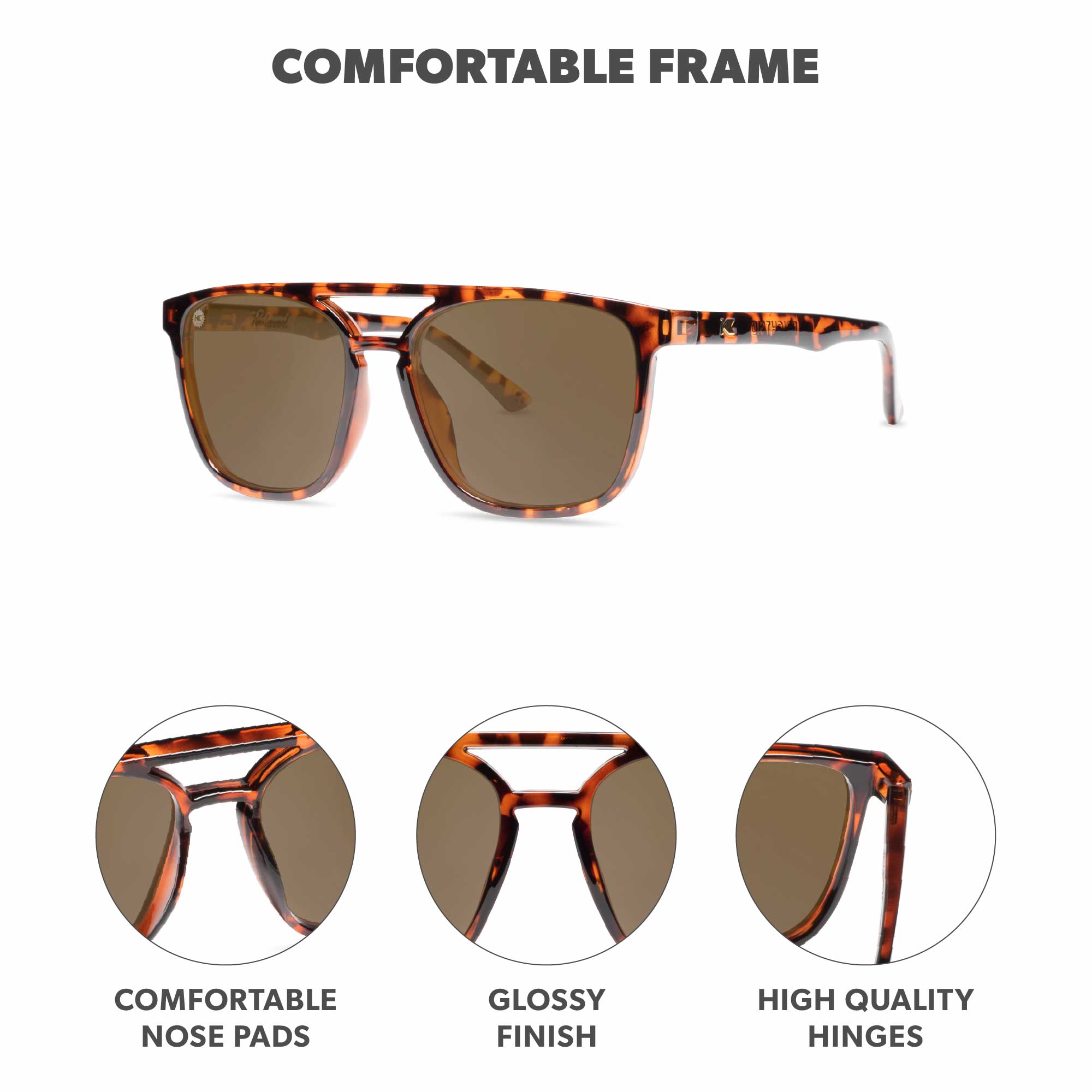 Glossy Tortoise Shell / Amber Brightsides Sunglasses, Frame Features