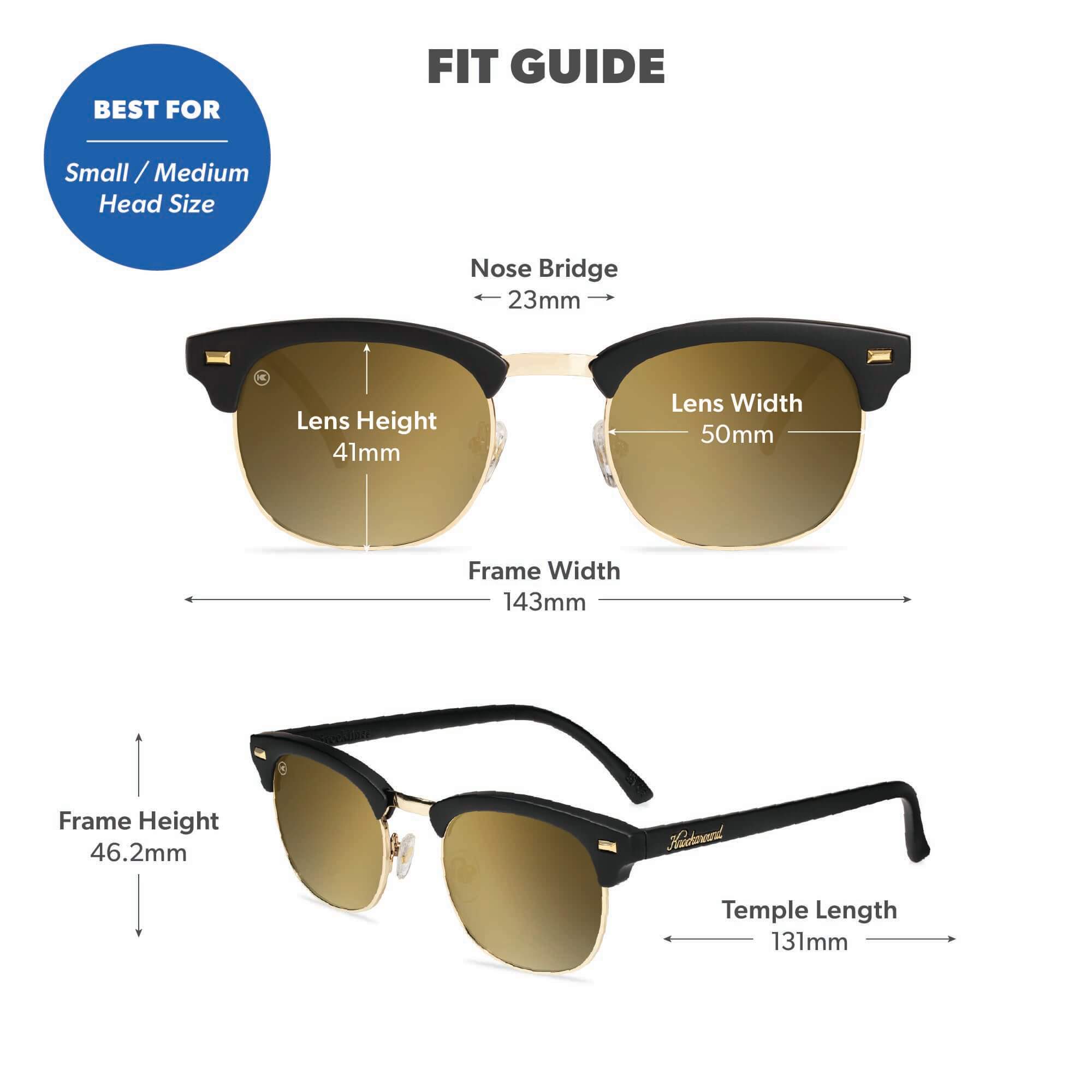 Black Gold Brooklines Sunglasses, Fit Guide