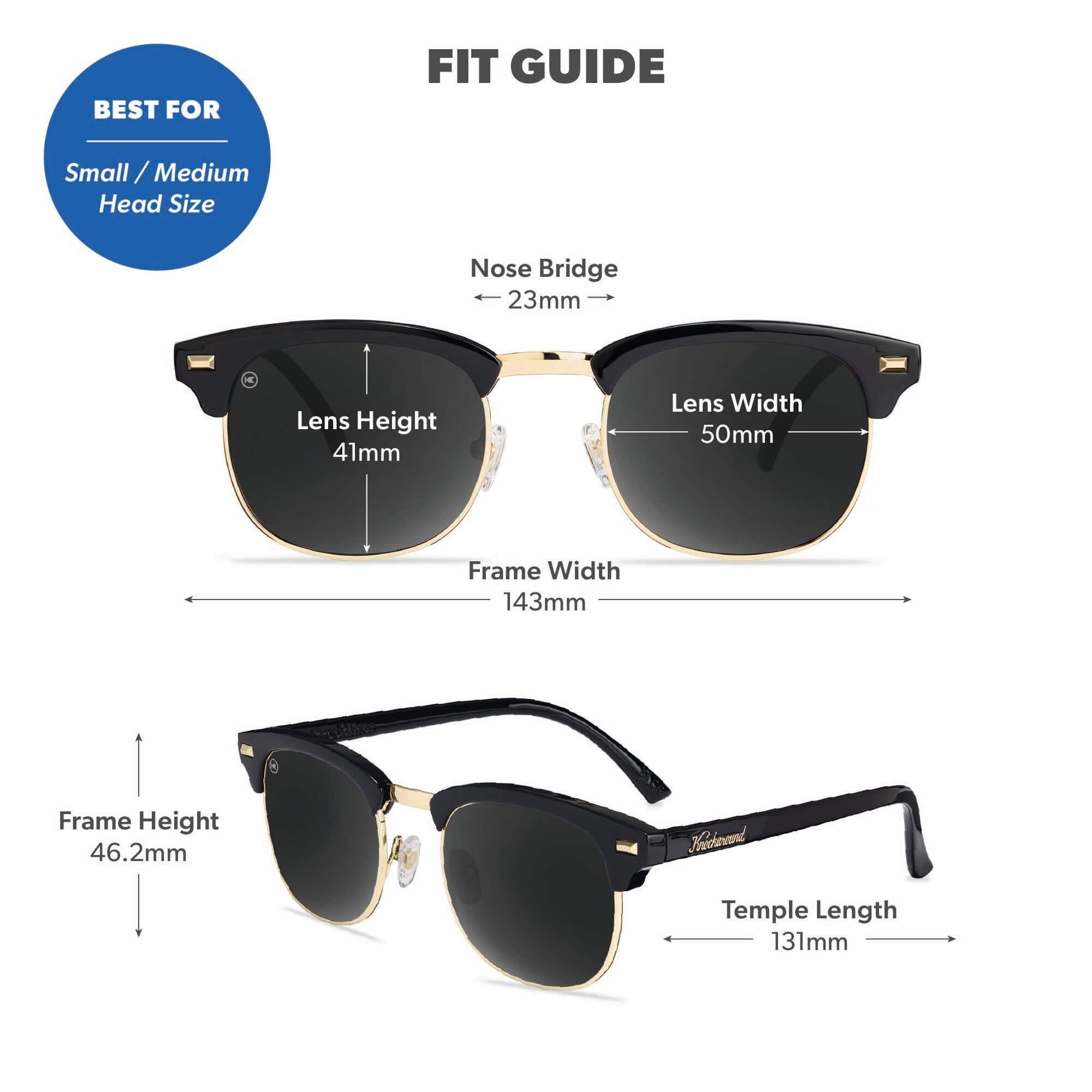Glossy Black & Gold Brooklines Sunglasses, Fit Guide