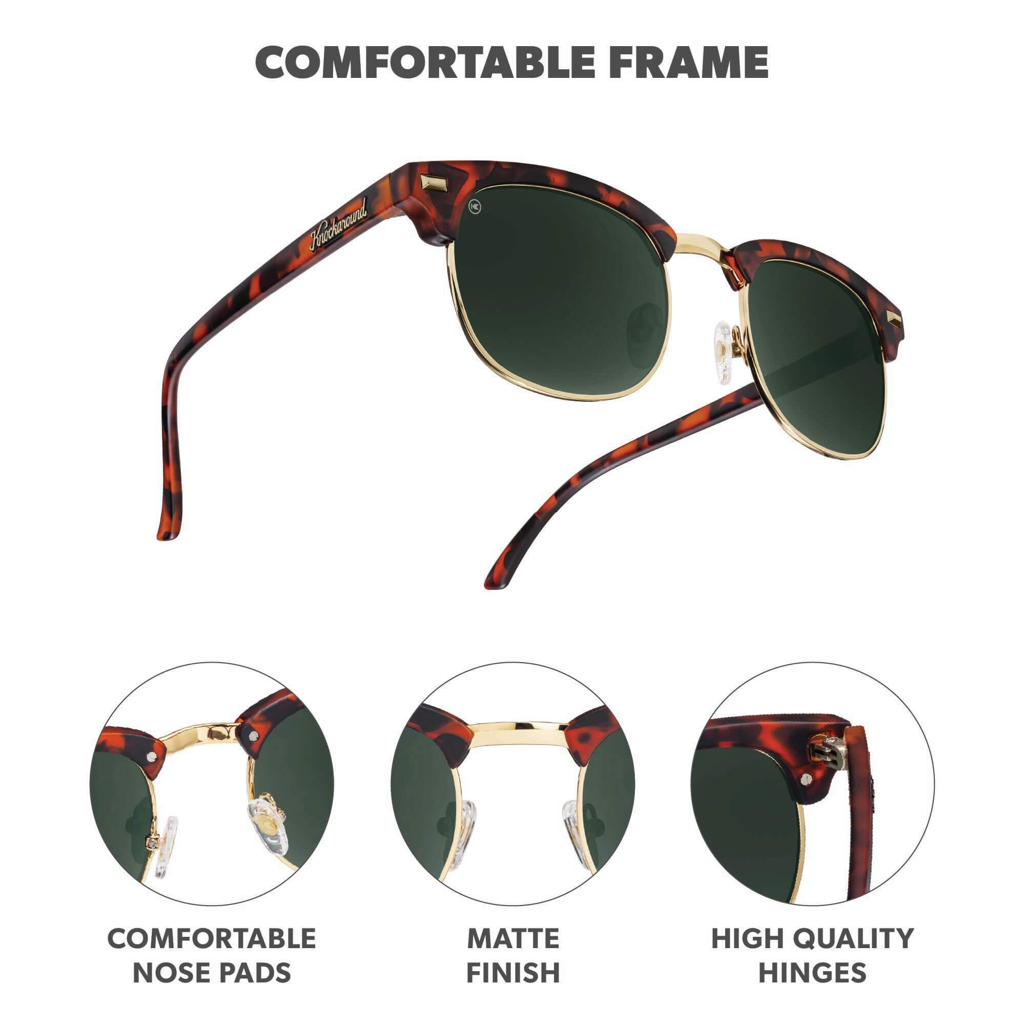 Matte Tortoise Shell & Gold Brooklines Sunglasses, Frame Features