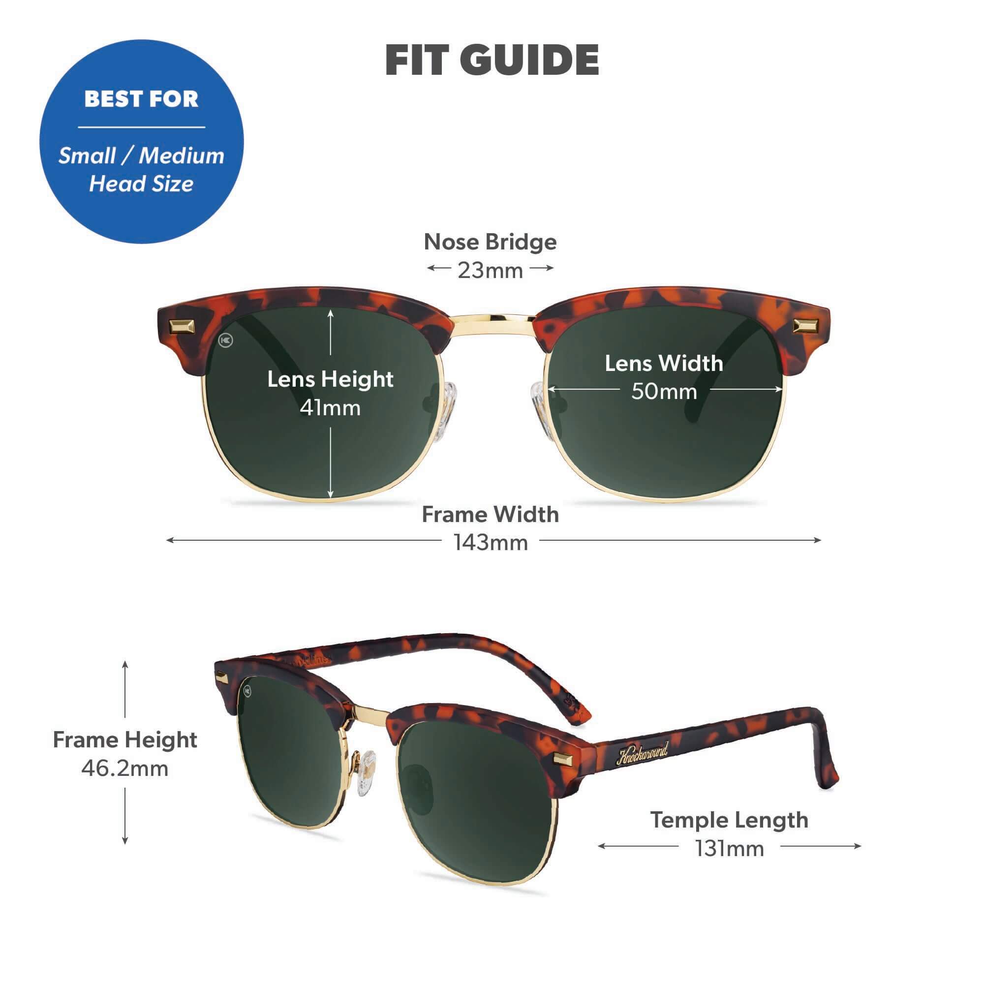 Matte Tortoise Shell & Gold Brooklines Sunglasses, Fit Guide