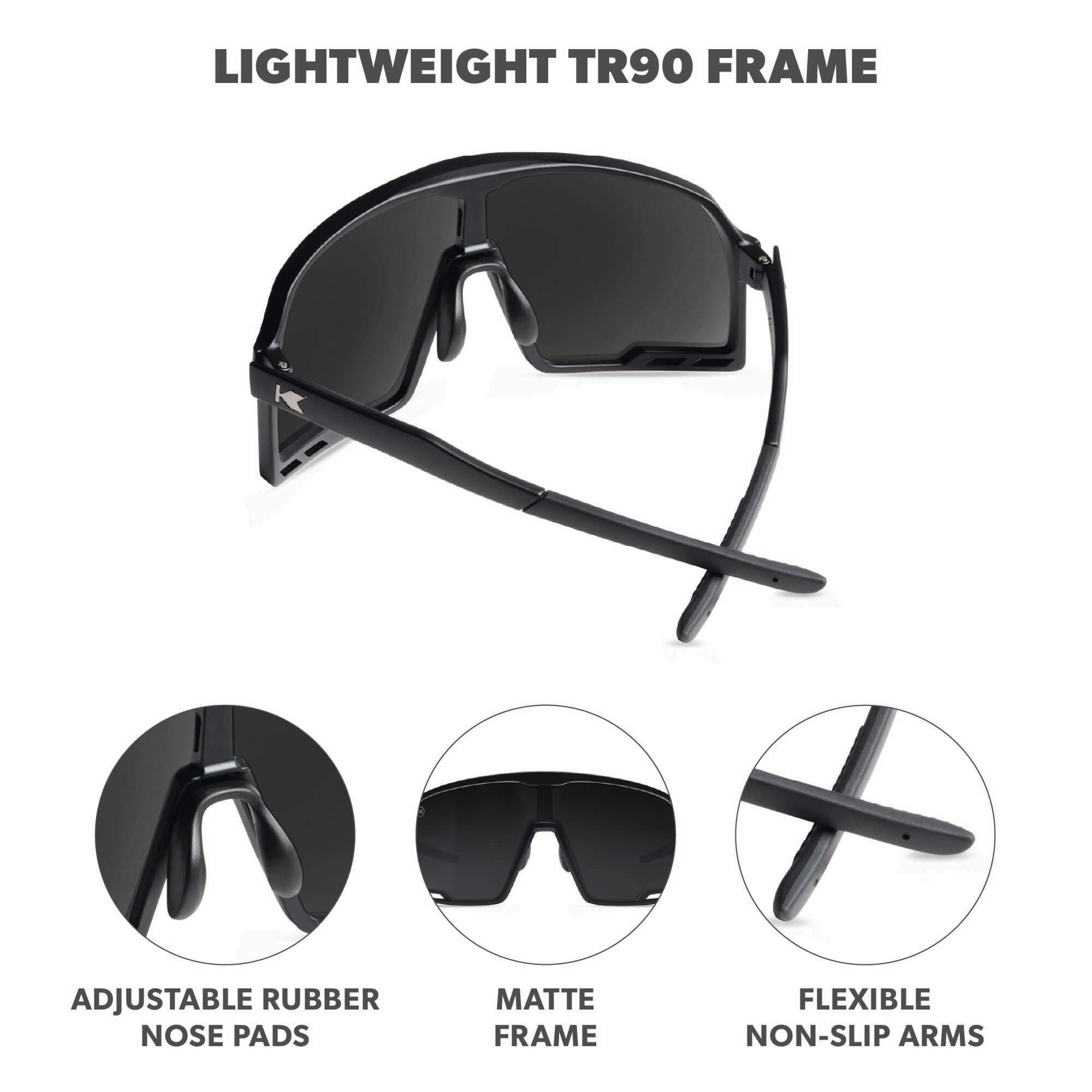 Black on Black Campeones Sunglasses, Frame Features