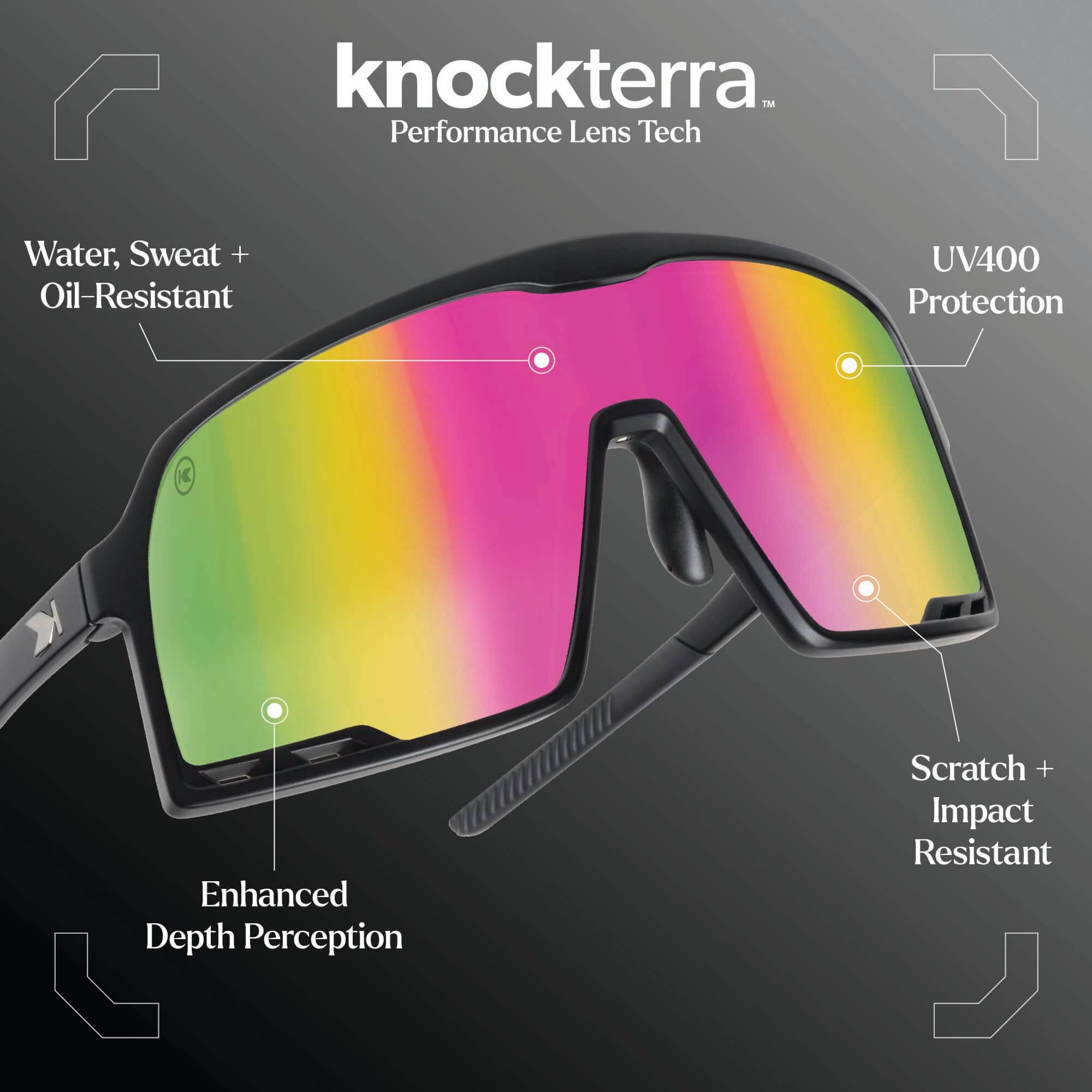 Rainbow on Black Campeones Sunglasses, Knockterra Performance Lens Tech