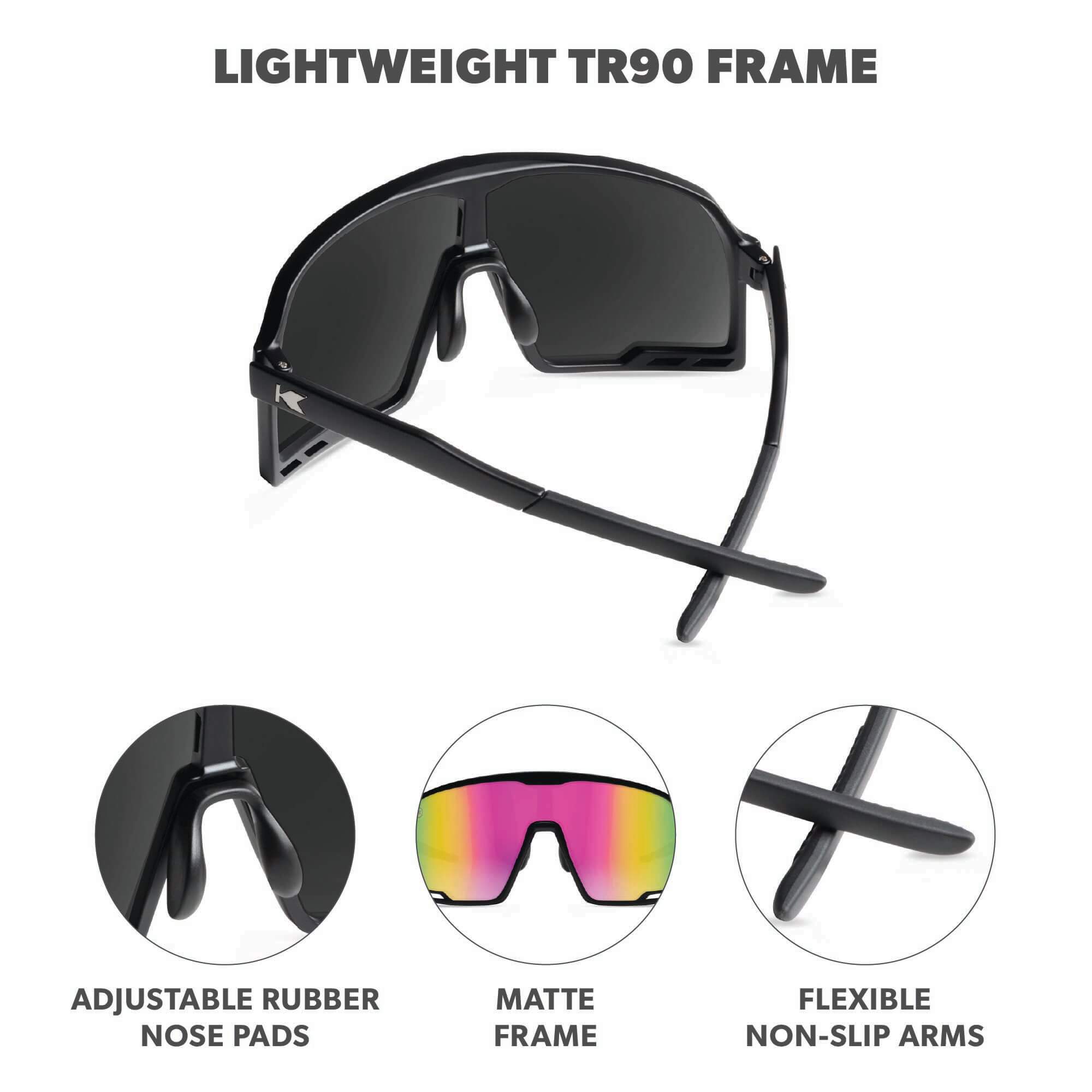 Rainbow on Black Campeones Sunglasses, Frame Features