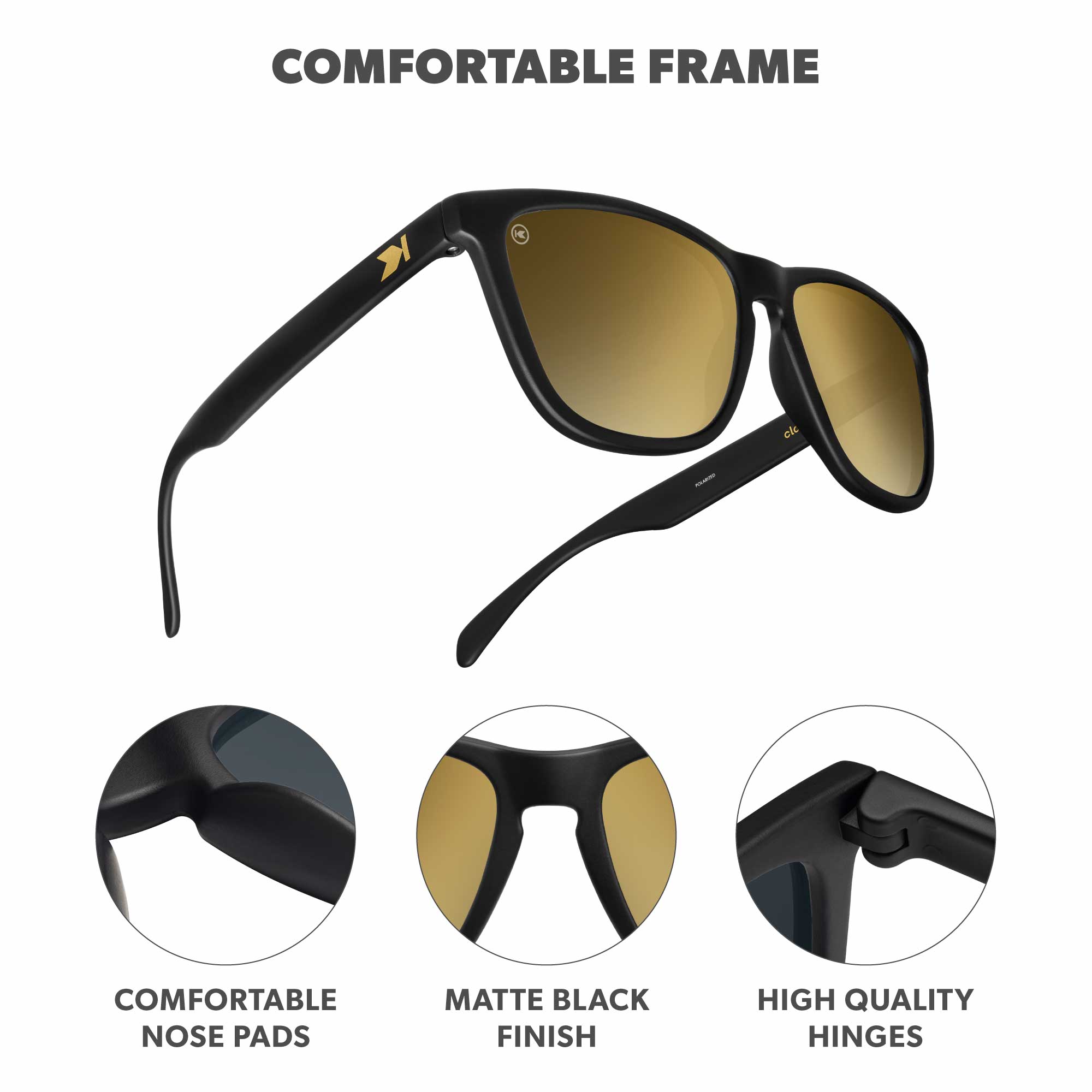 Black Gold Classics Sunglasses, Frame Features