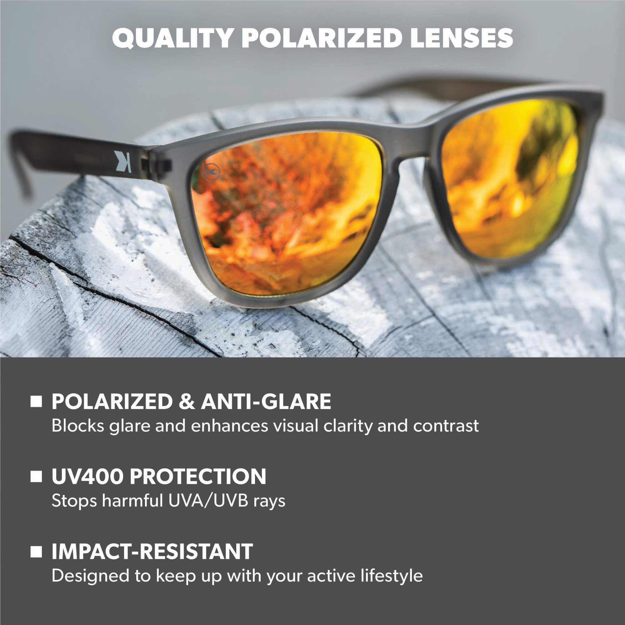 Frosted Grey / Red Sunset Classics Sunglasses, Lens Features