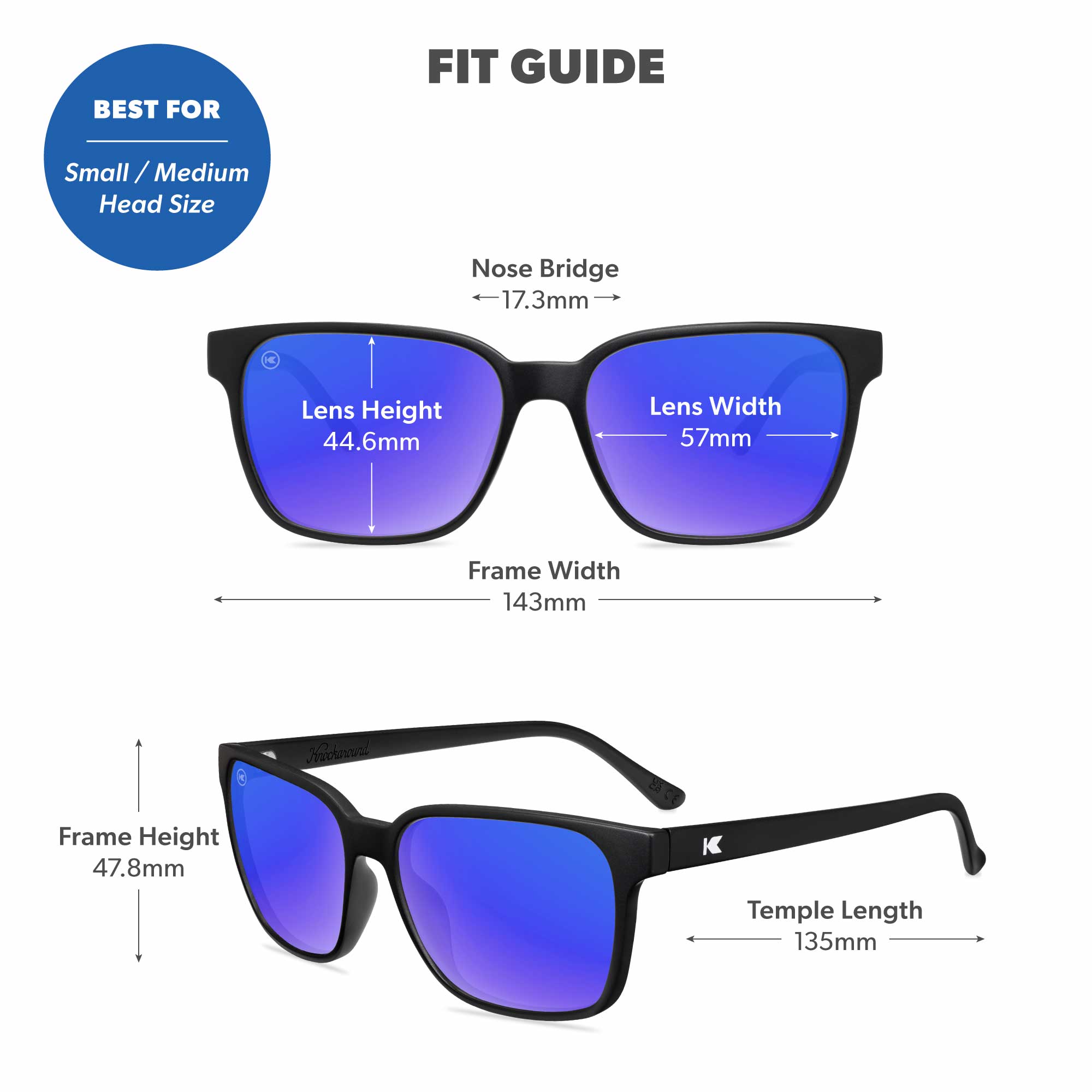 Matte Black / Moonshine Day Trips Sunglasses, Fit Guide