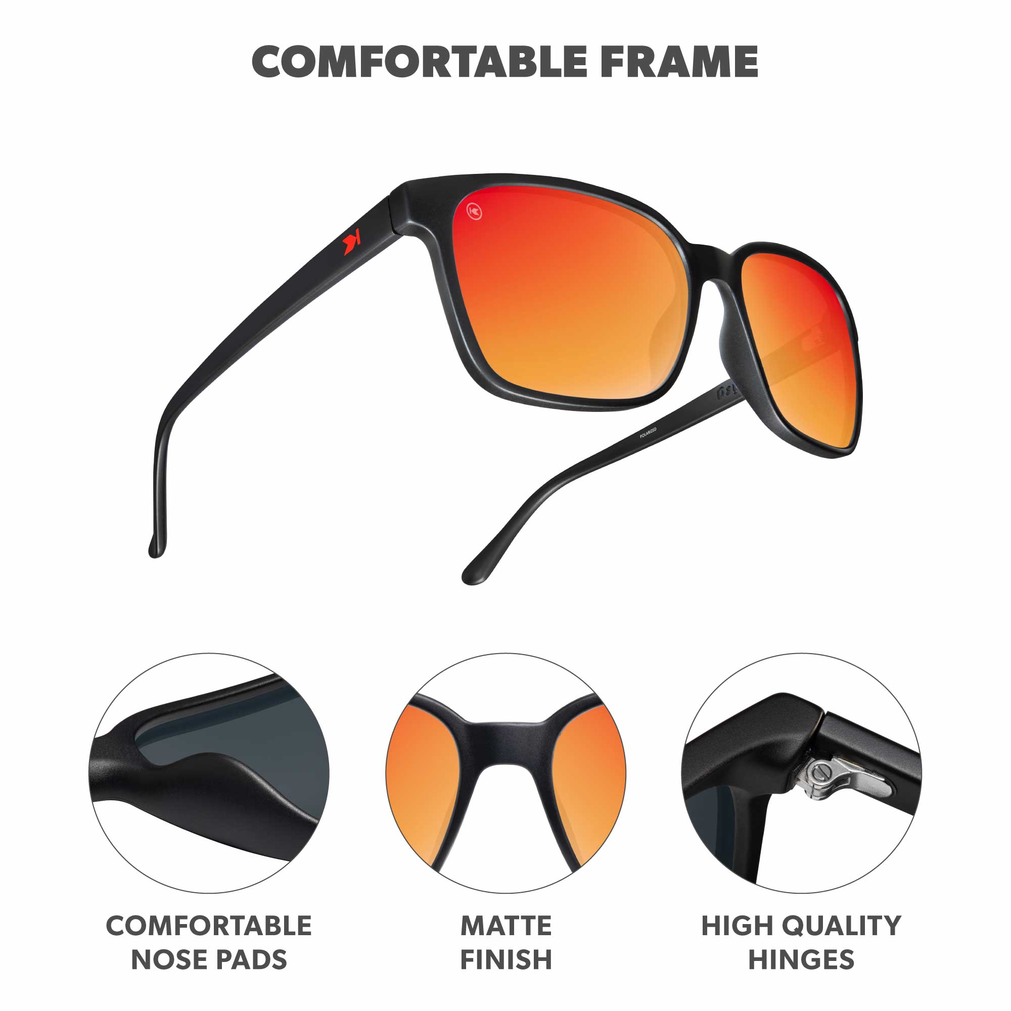 Matte Black / Red Sunset Day Trips Sunglasses, Frame Features