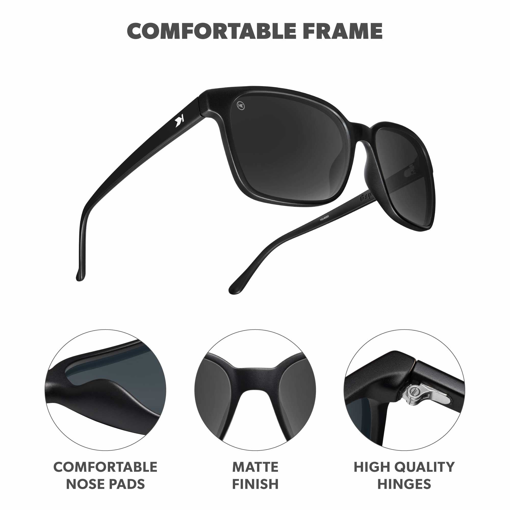 Matte Black / Smoke Day Trips Sunglasses, Frame Features