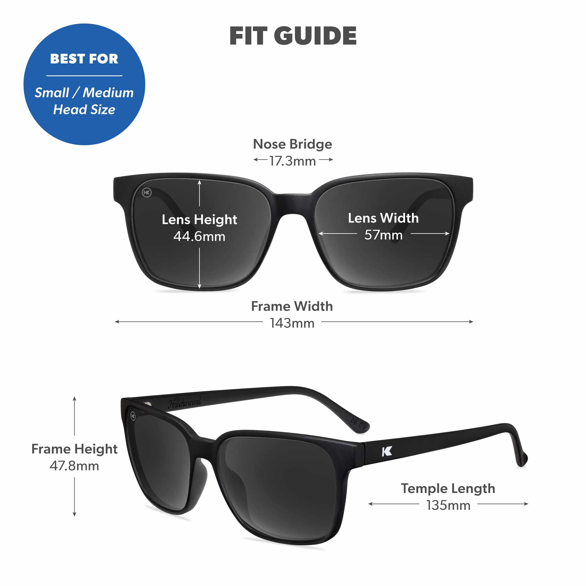 Matte Black / Smoke Day Trips Sunglasses, Fit Guide