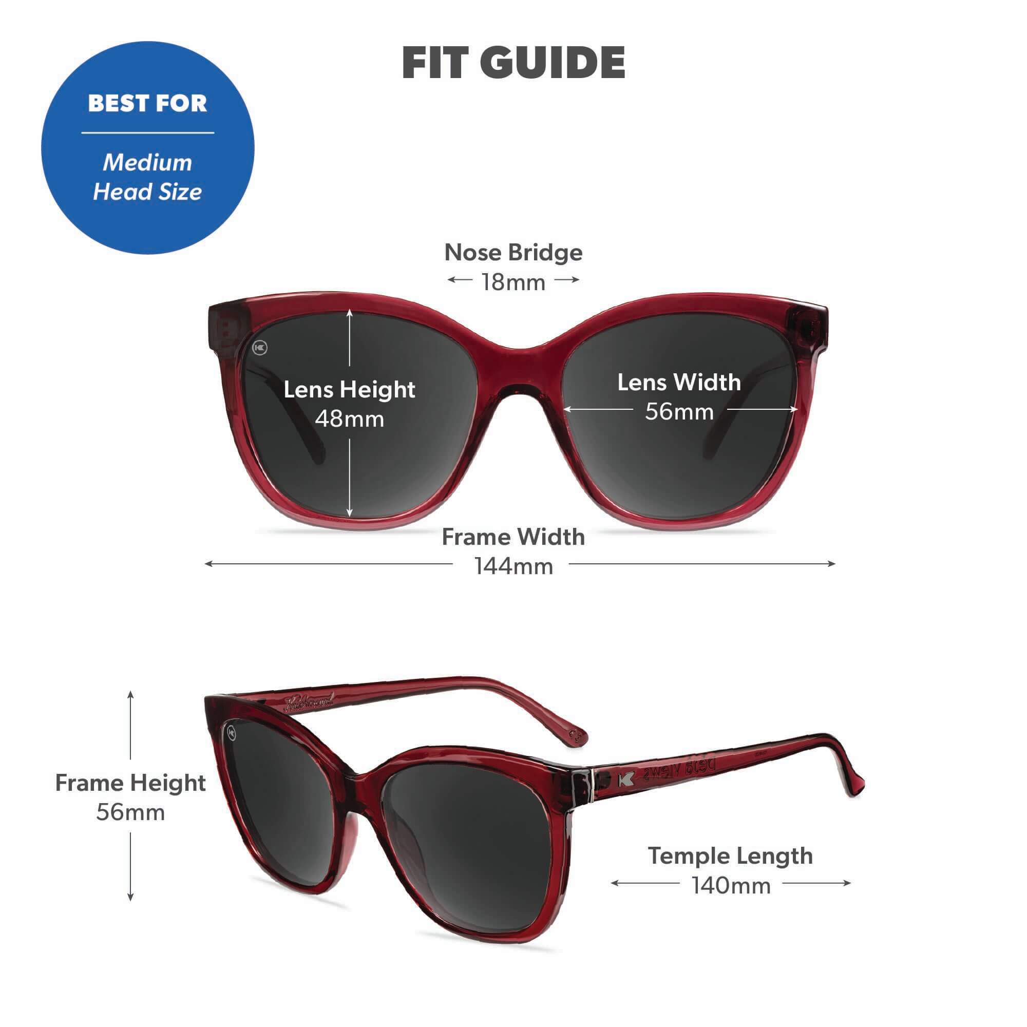 Black Cherry Deja Views Sunglasses, Fit Guide