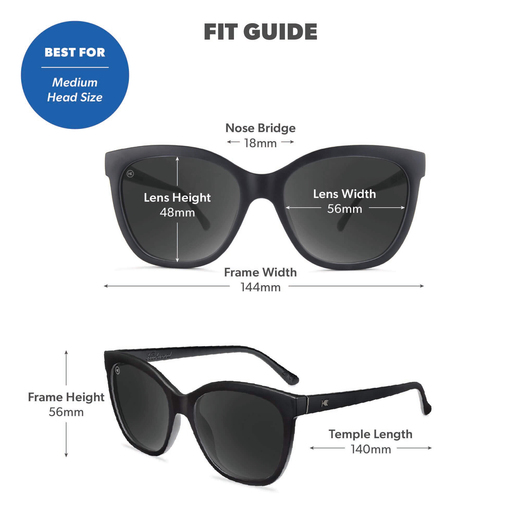 Black on Black Deja Views Sunglasses, Fit Guide