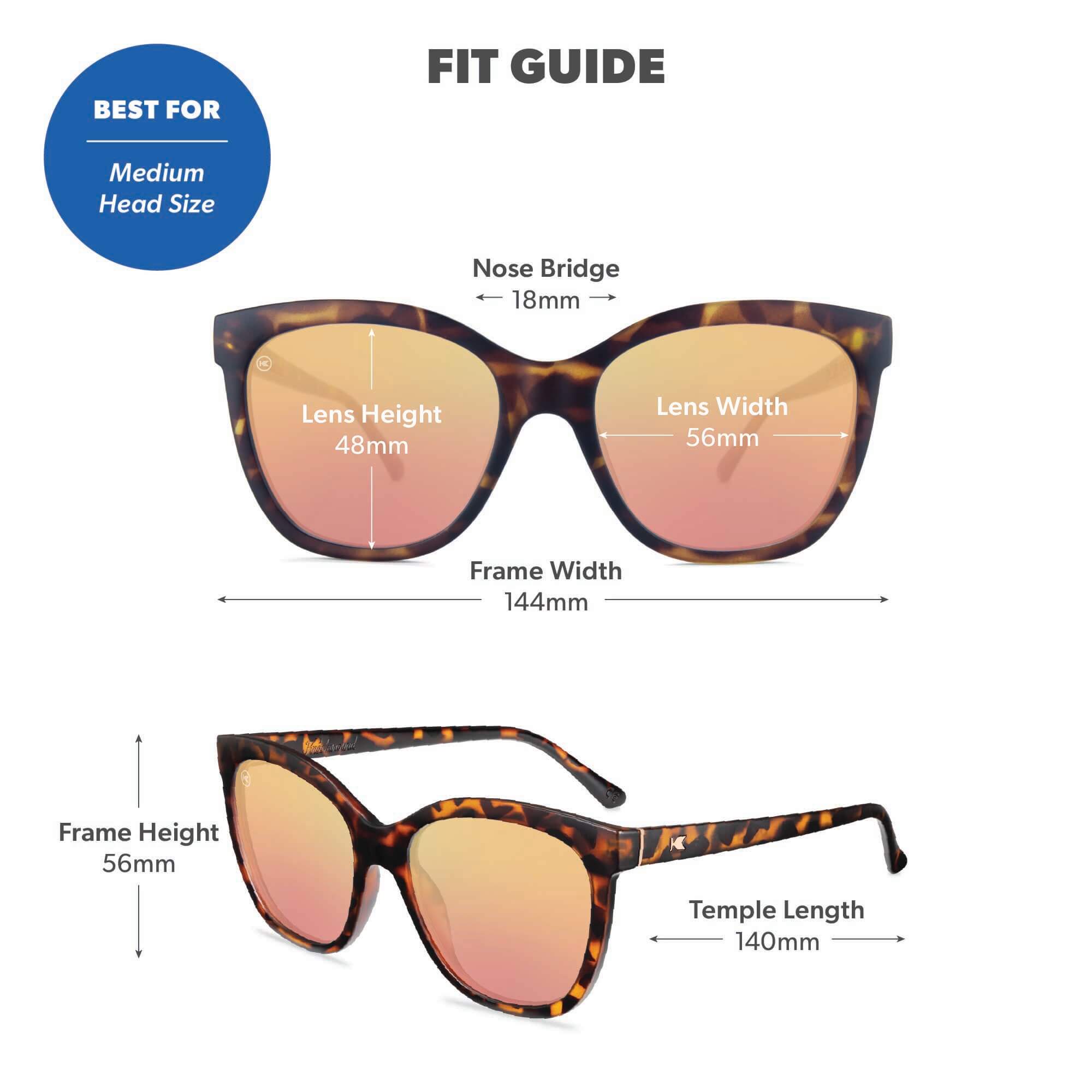 Matte Tortoise Shell / Rose Gold Deja Views Sunglasses, Fit Guide