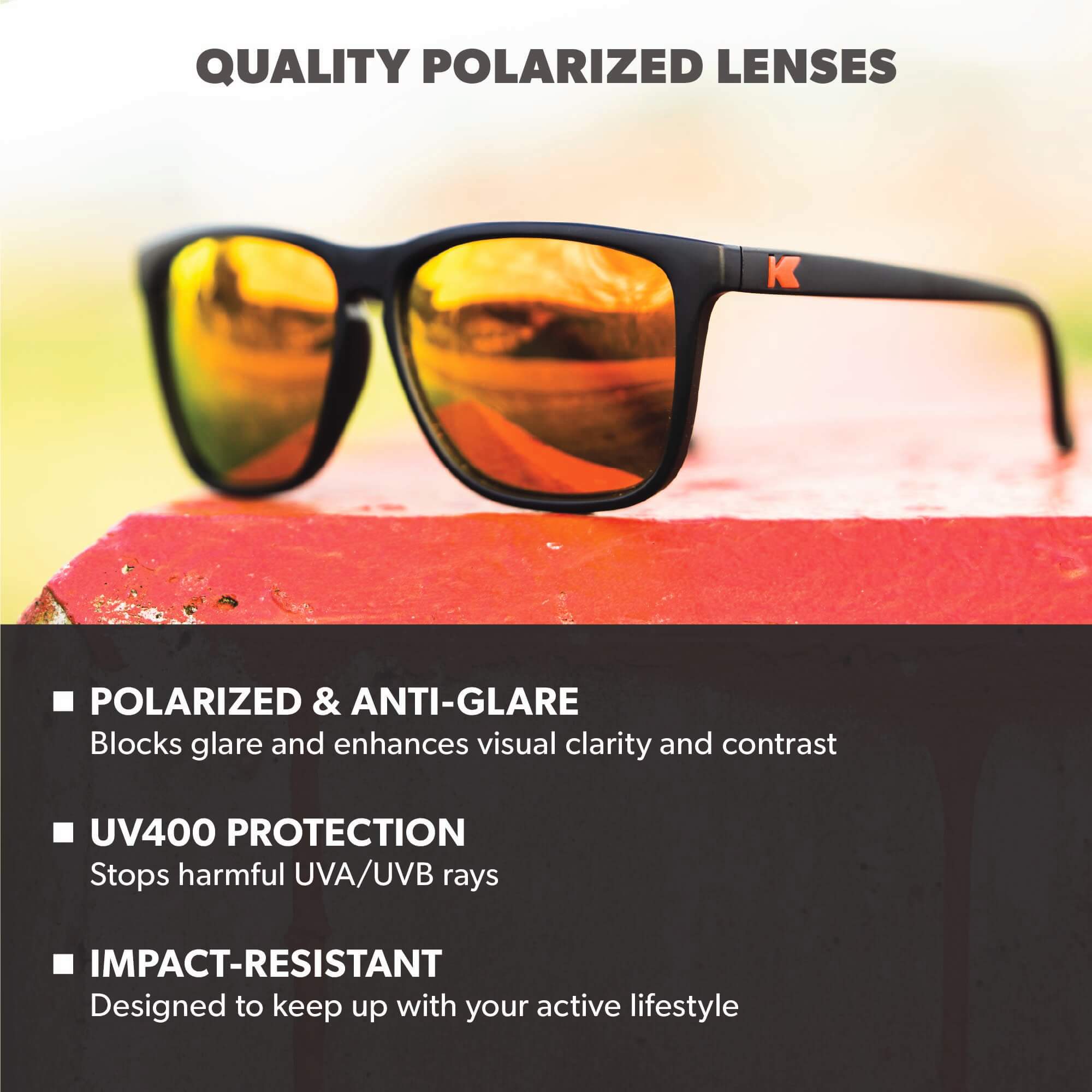 Matte Black / Red Sunset Fast Lanes Sunglasses, Lens Features
