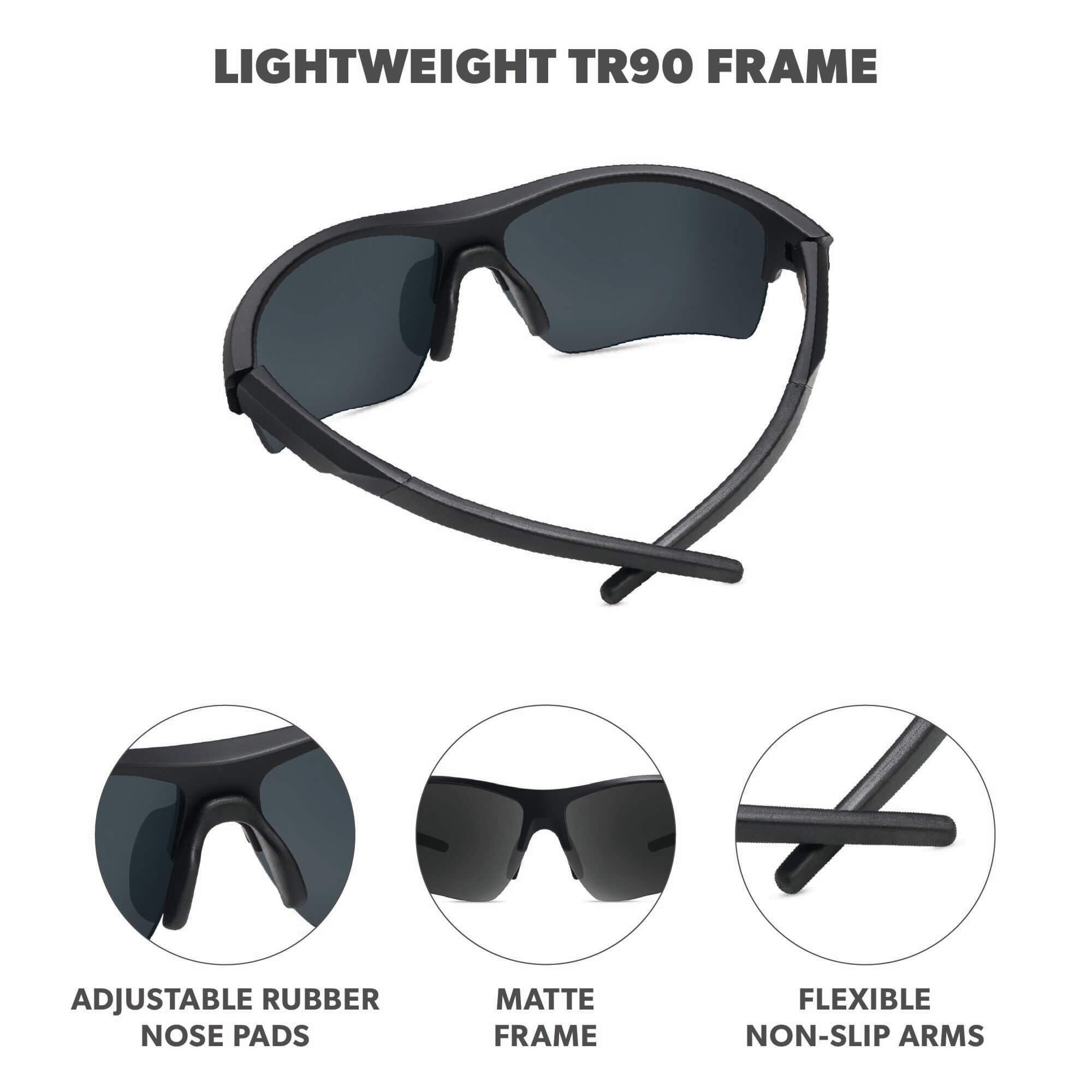 Black on Black Flight Paths Sunglasses, Frame Features