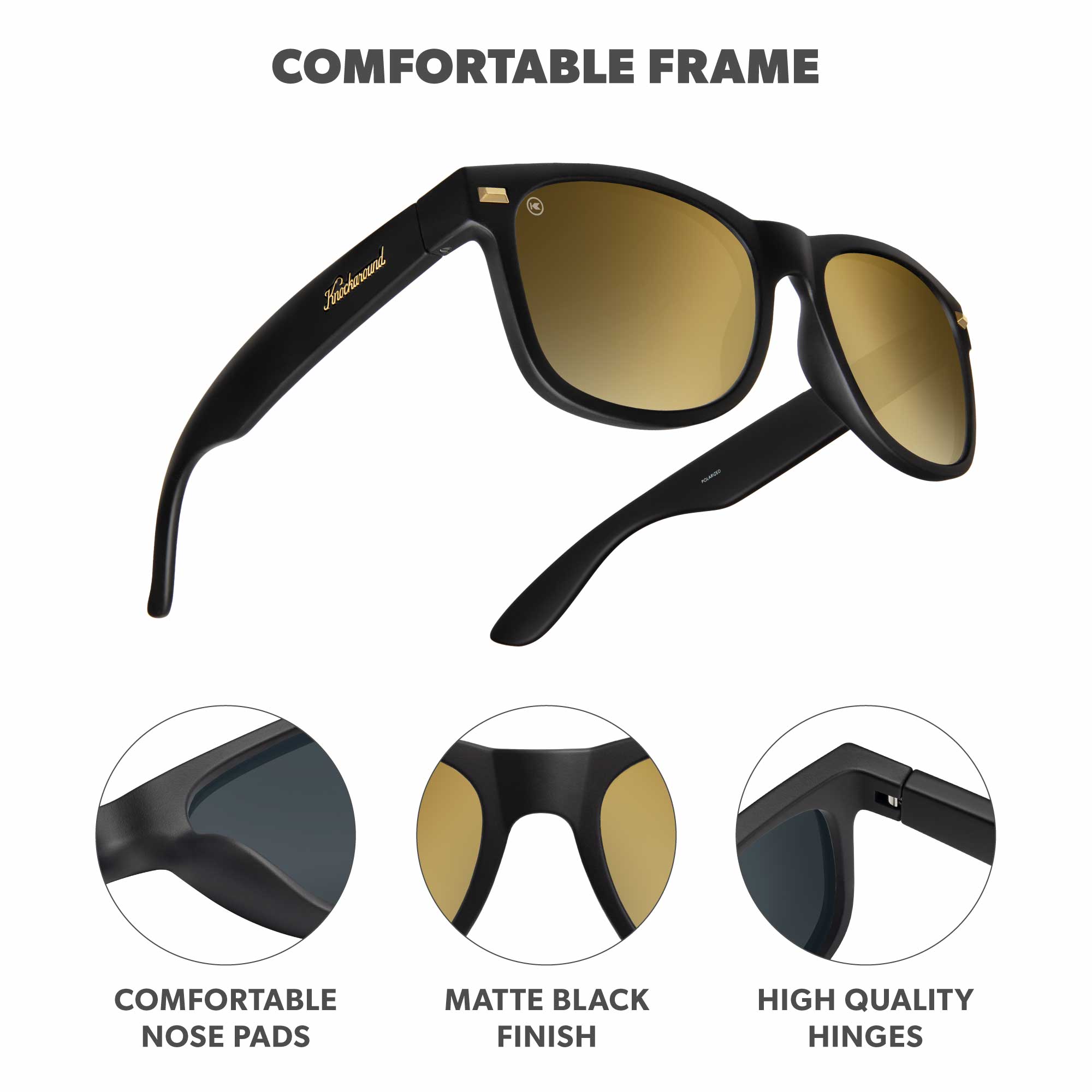 Black Gold Fort Knocks Sunglasses, Frame Features