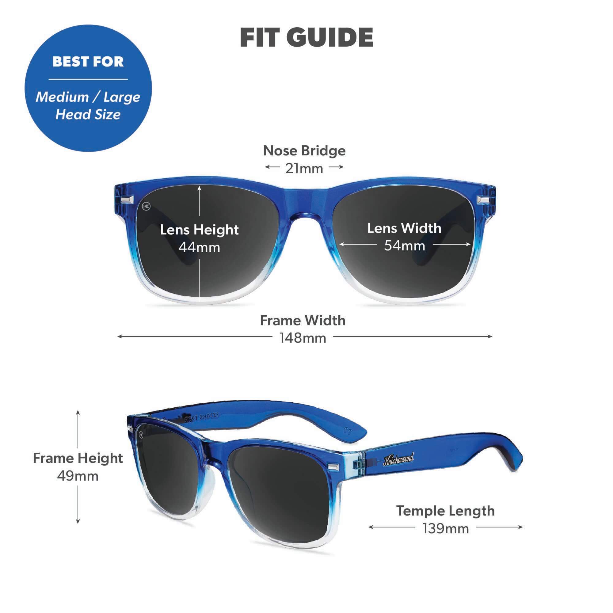Blue Obsidian Fort Knocks Sunglasses, Fit Guide