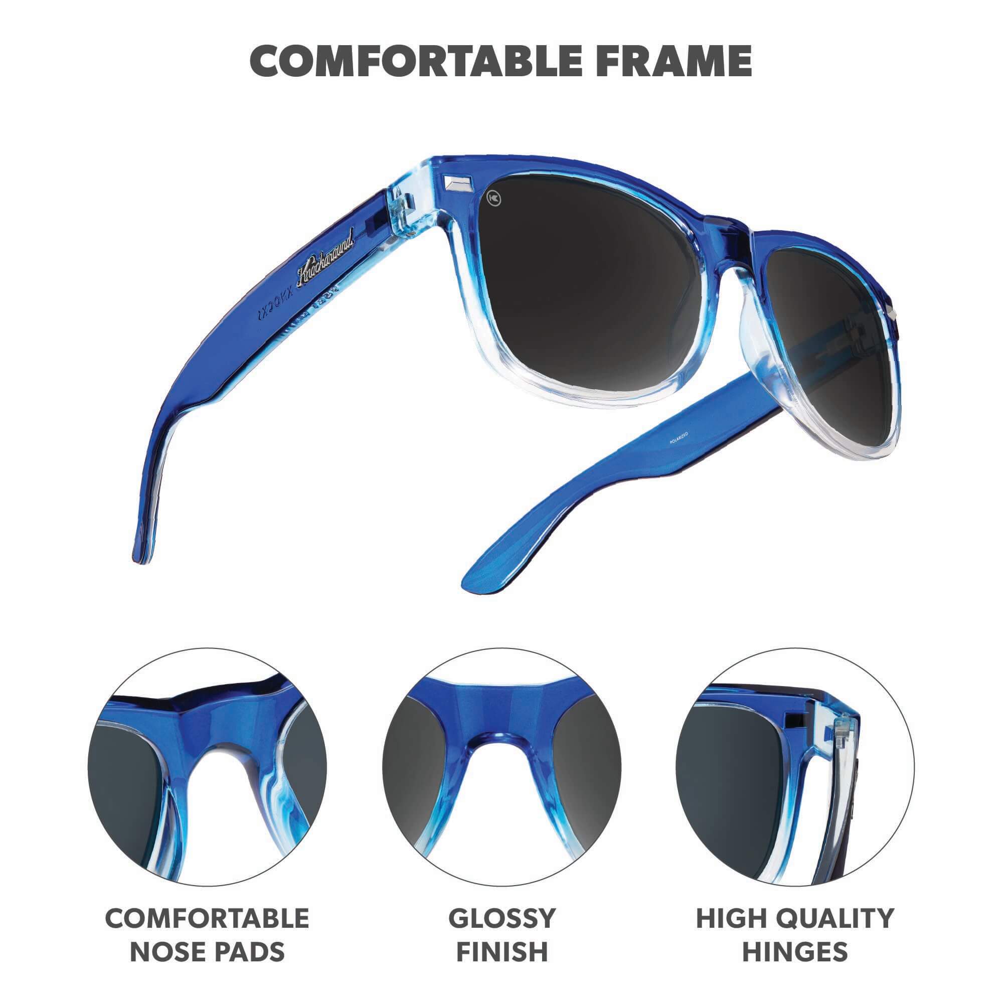 Blue Obsidian Fort Knocks Sunglasses, Frame Features
