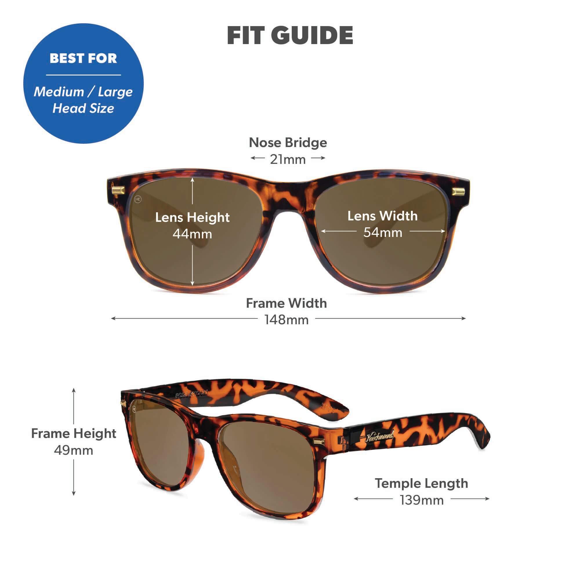 Glossy Tortoise Shell / Amber Fort Knocks Sunglasses, Fit Guide