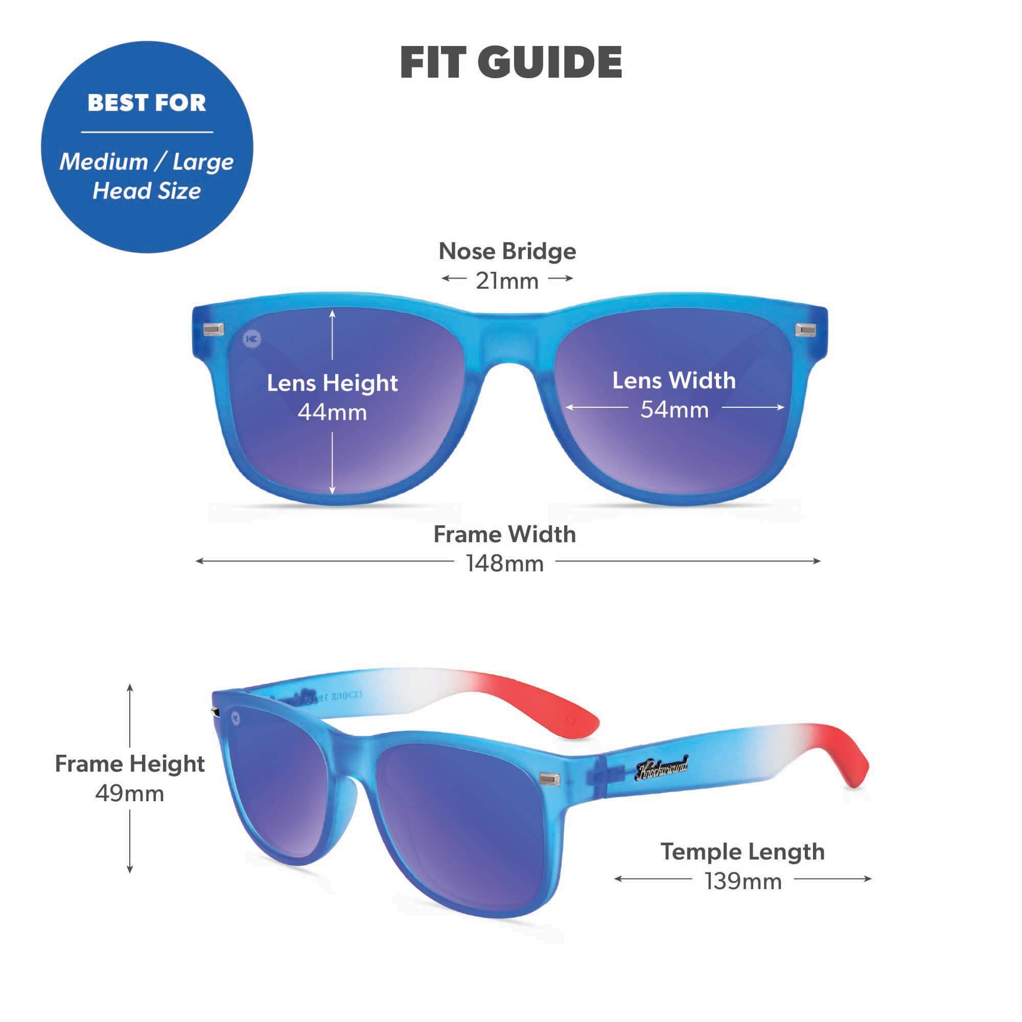 Rocket Pop Fort Knocks Sunglasses, Fit Guide