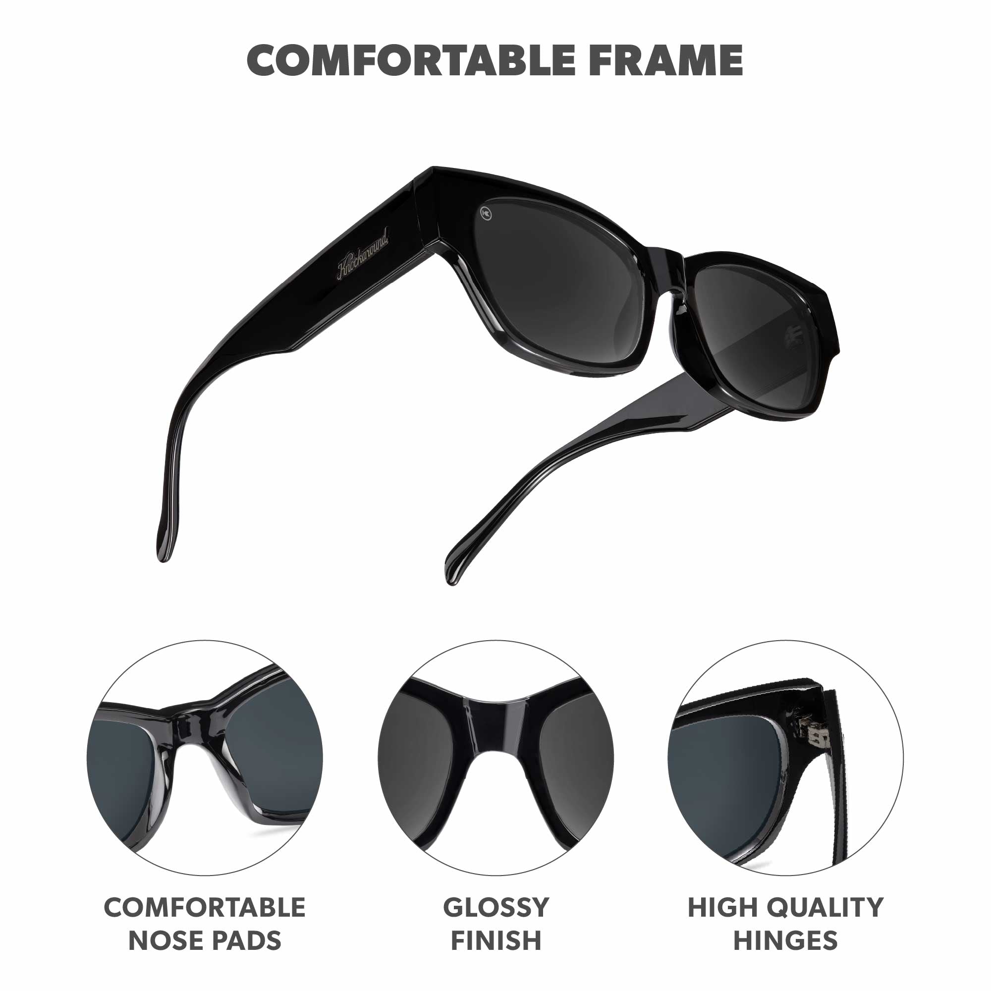 Piano Black Junipers Sunglasses, Frame Features