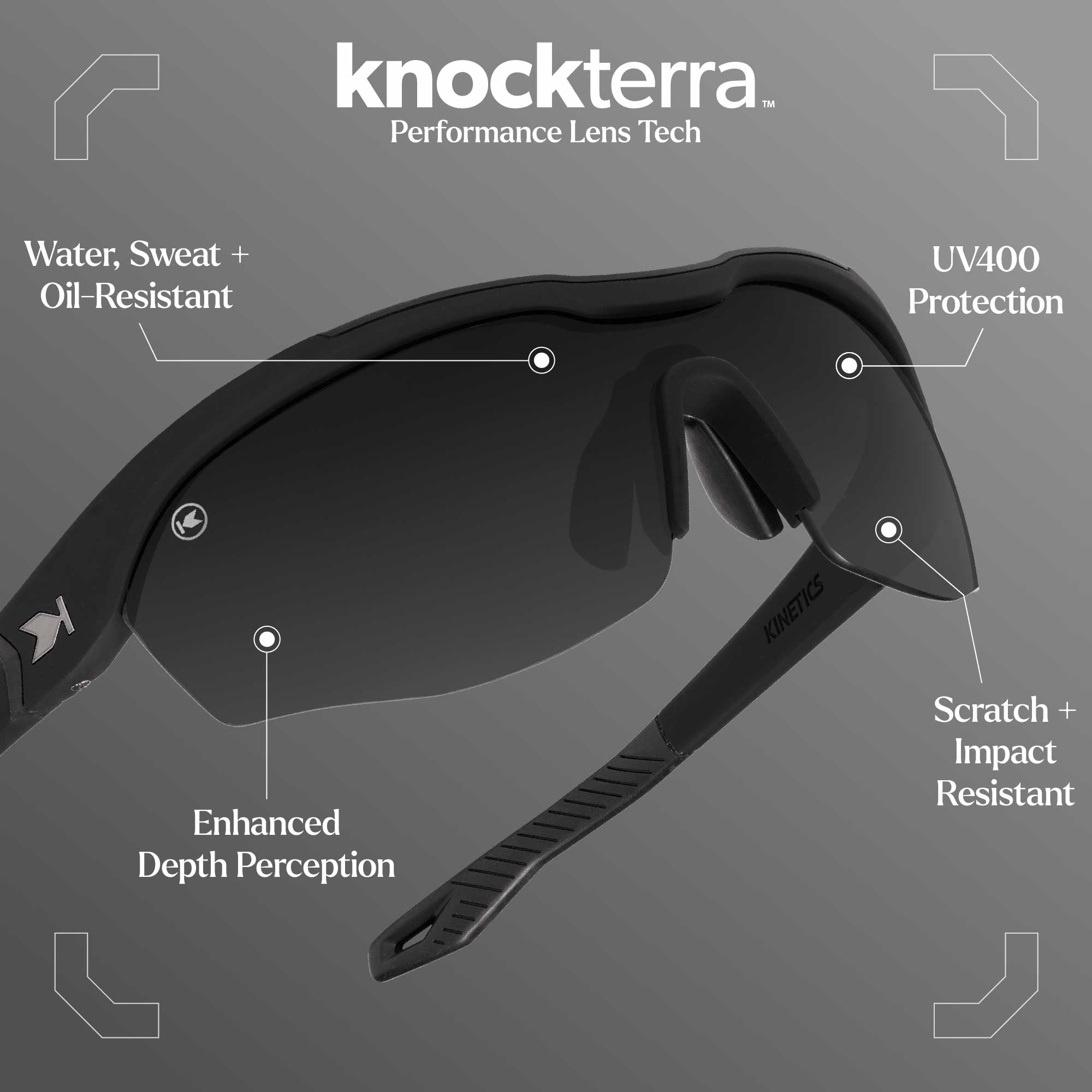 Black on Black Kinetics Sunglasses, Lens Features