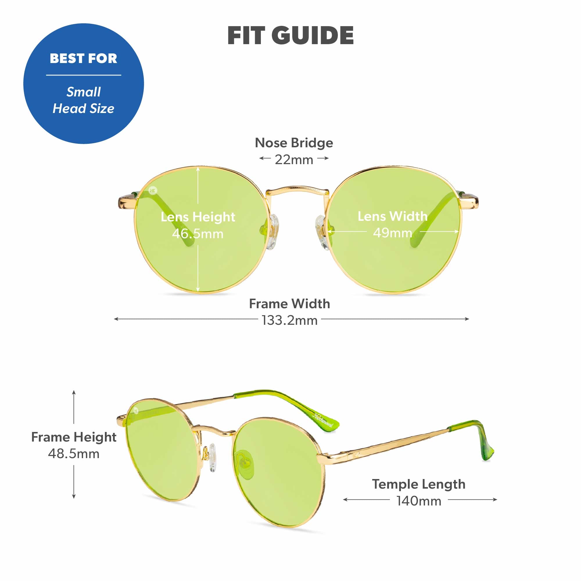 Fernside Love & Haights Sunglasses, Fit Guide