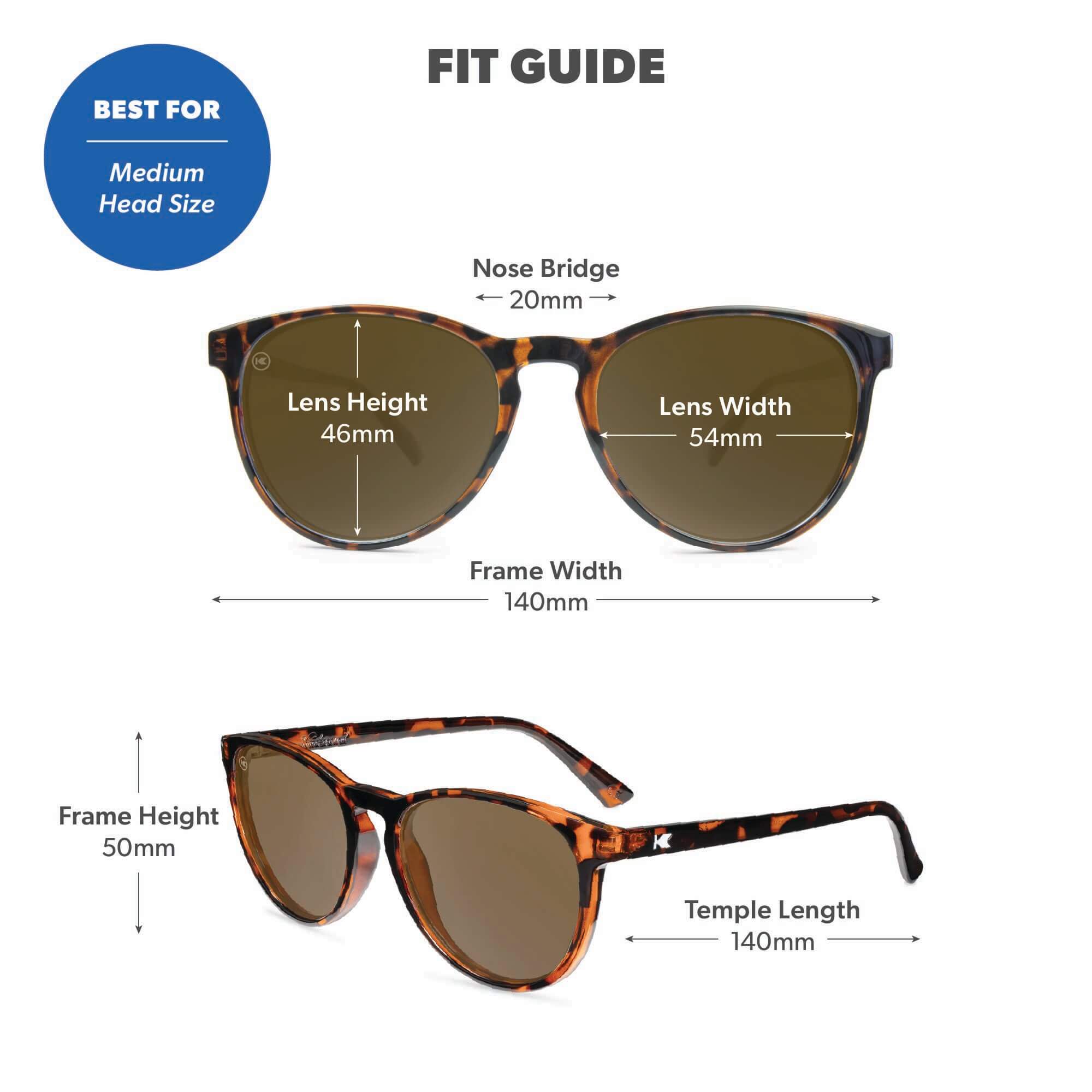 Glossy Tortoise Shell / Amber Mai Tais Sunglasses, Fit Guide