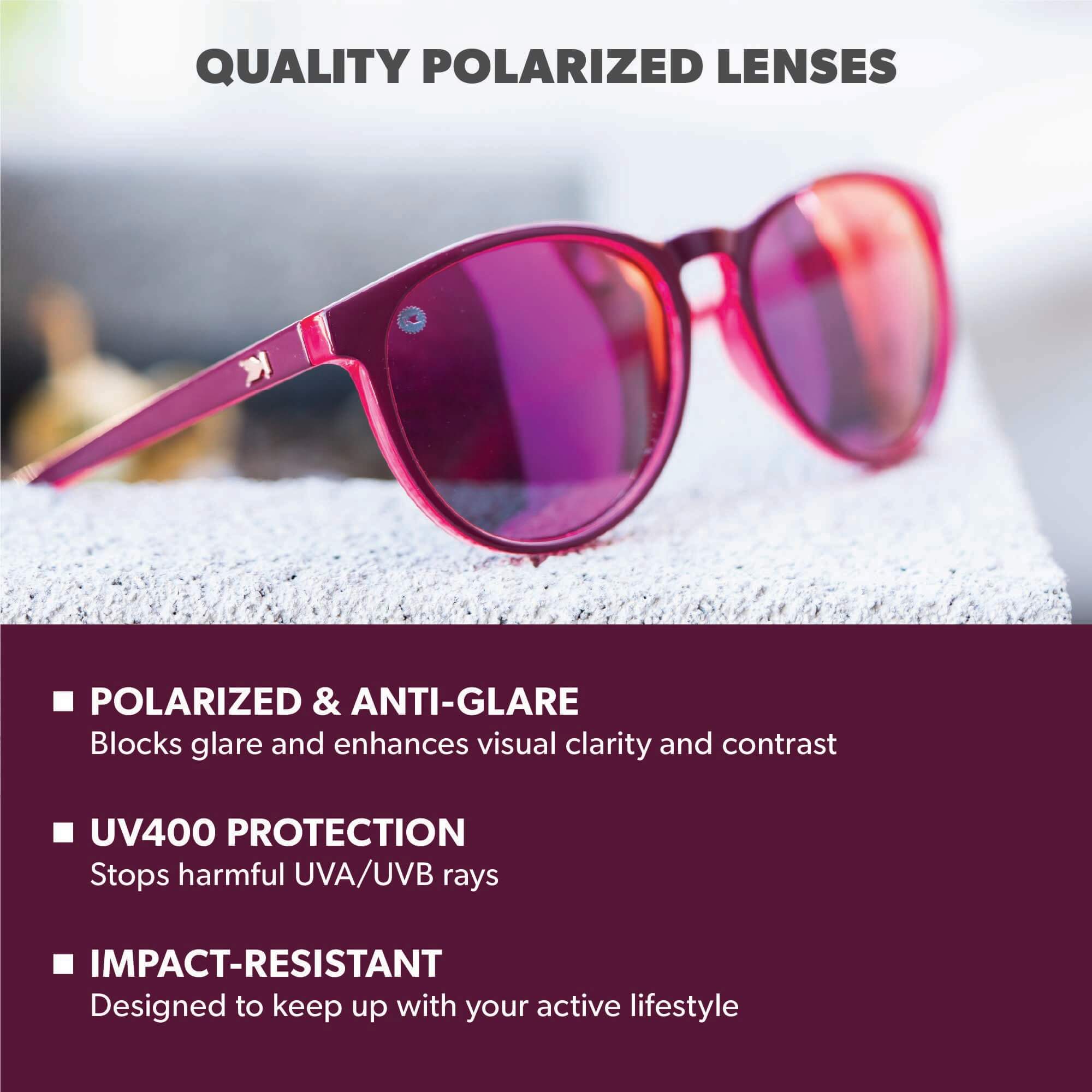 Watermelon Geode Mai Tais Sunglasses, Lens Features