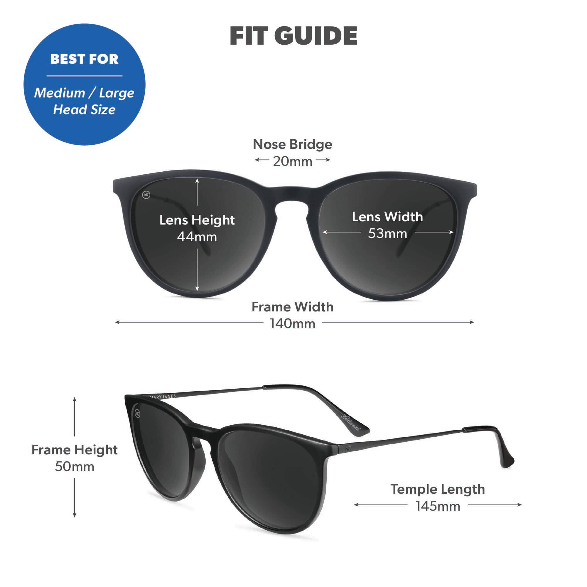 Black on Black Mary Janes Sunglasses, Fit Guide