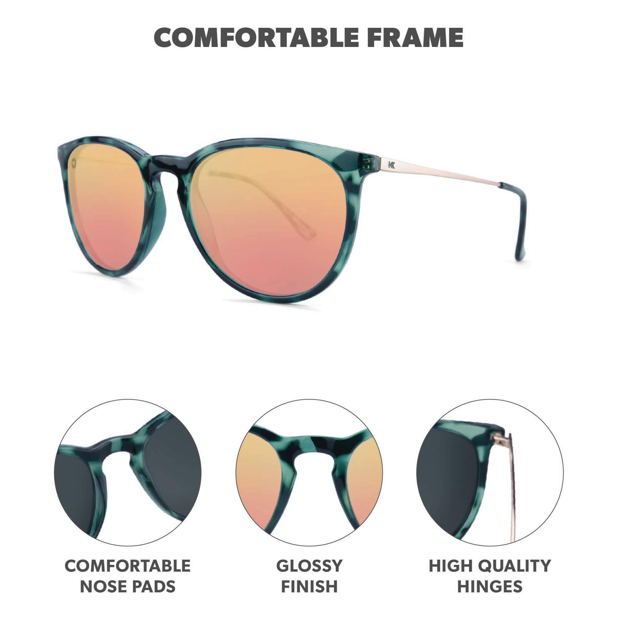 Slate Tortoise Shell / Rose Gold Mary Janes Sunglasses, Frame Features